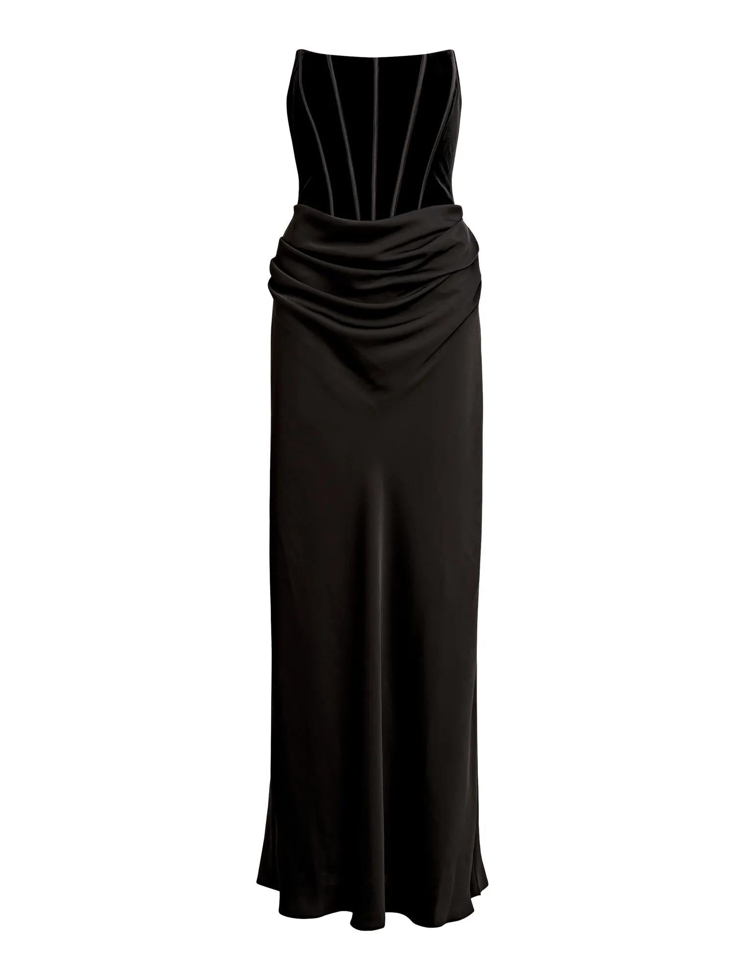 Isra Velvet Corset Maxi Dress Black_mannequin