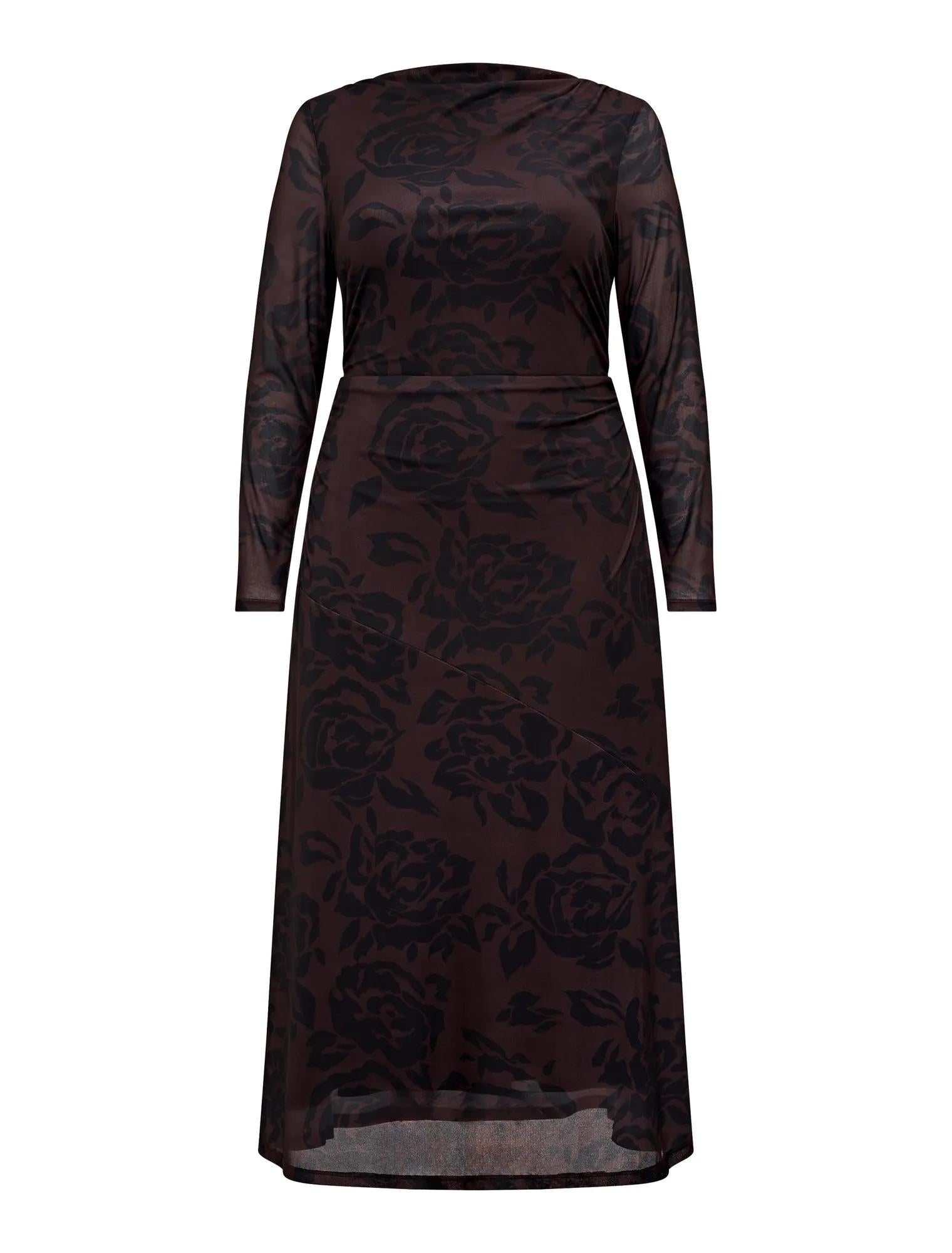 Minnie Curve Long Sleeve Midi Dress Hilmark Floral_mannequin