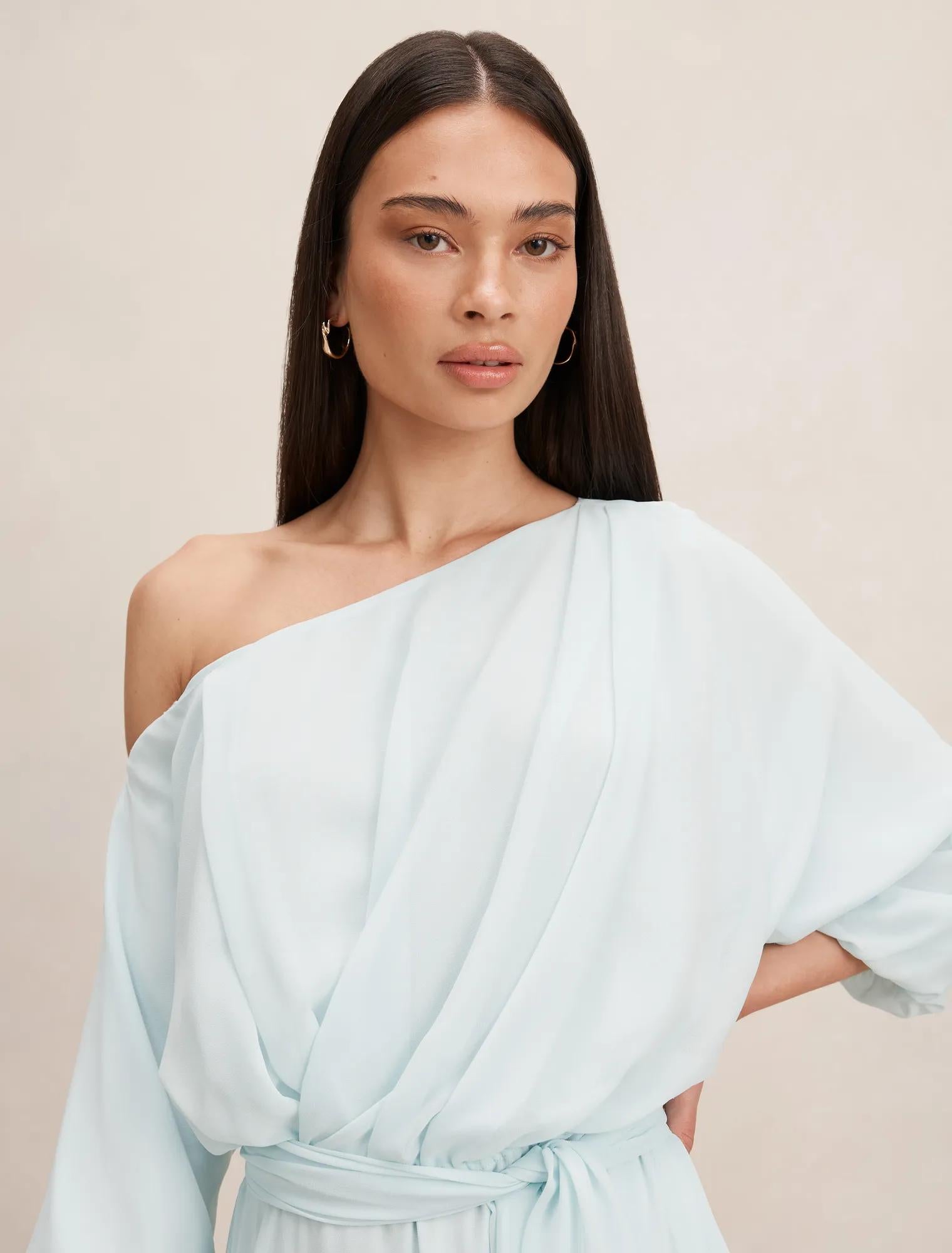 Samantha Tipped Draped Midi Dress Cooling Oasis