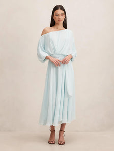 Samantha Tipped Draped Midi Dress Cooling Oasis