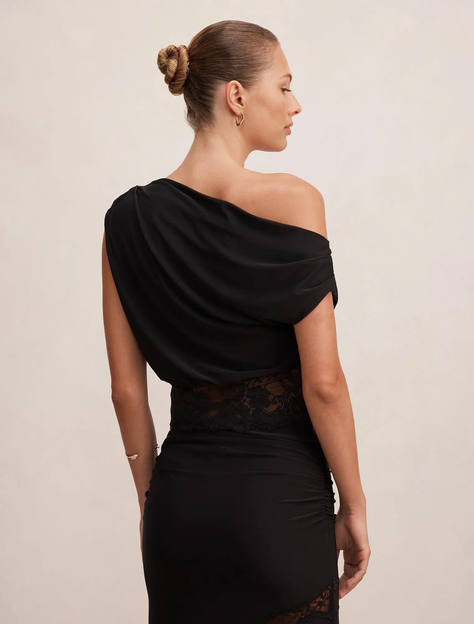 Quinn Tipped Lace Top Black Co-Ord