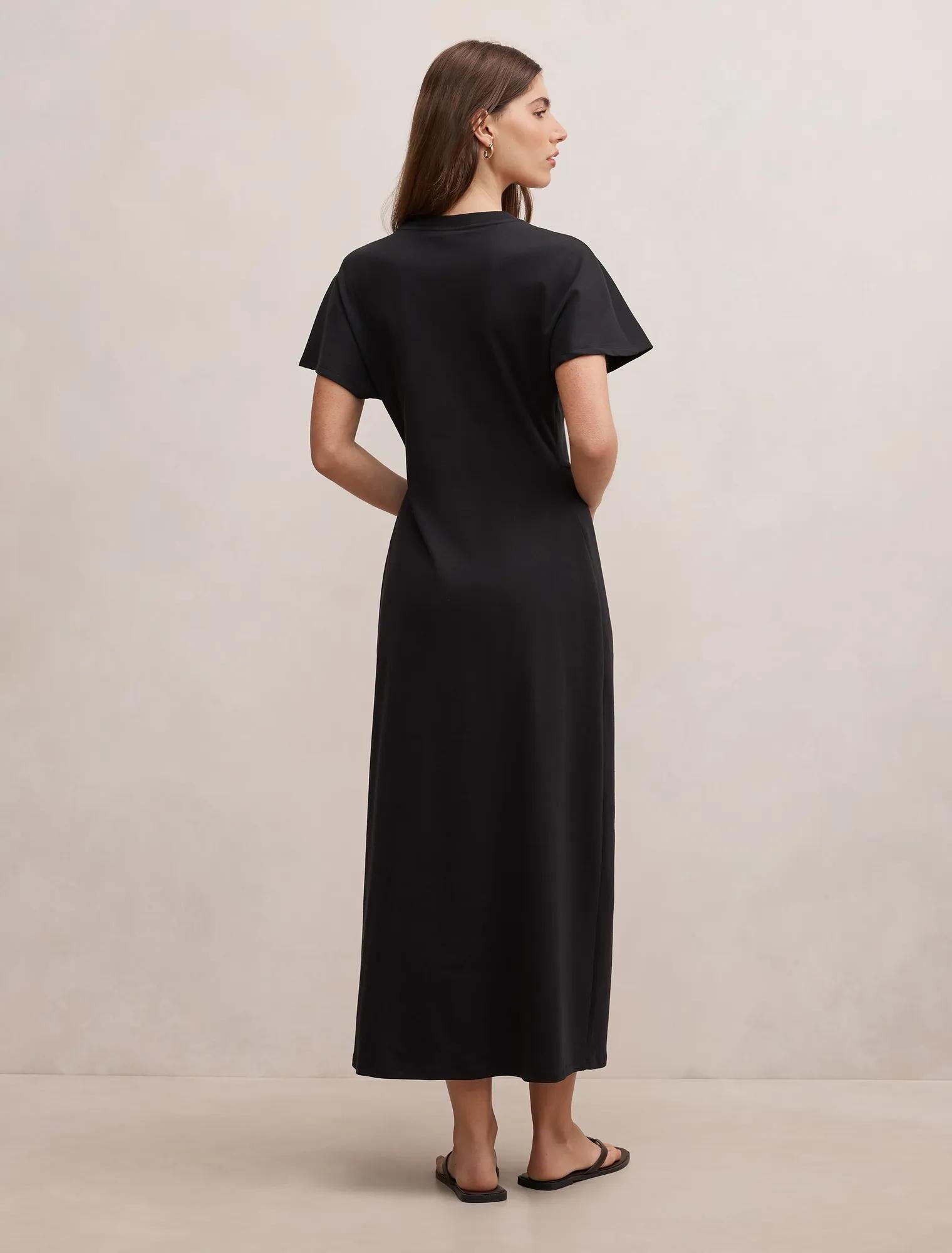 Rose T-Shirt Twist Midi Dress Black