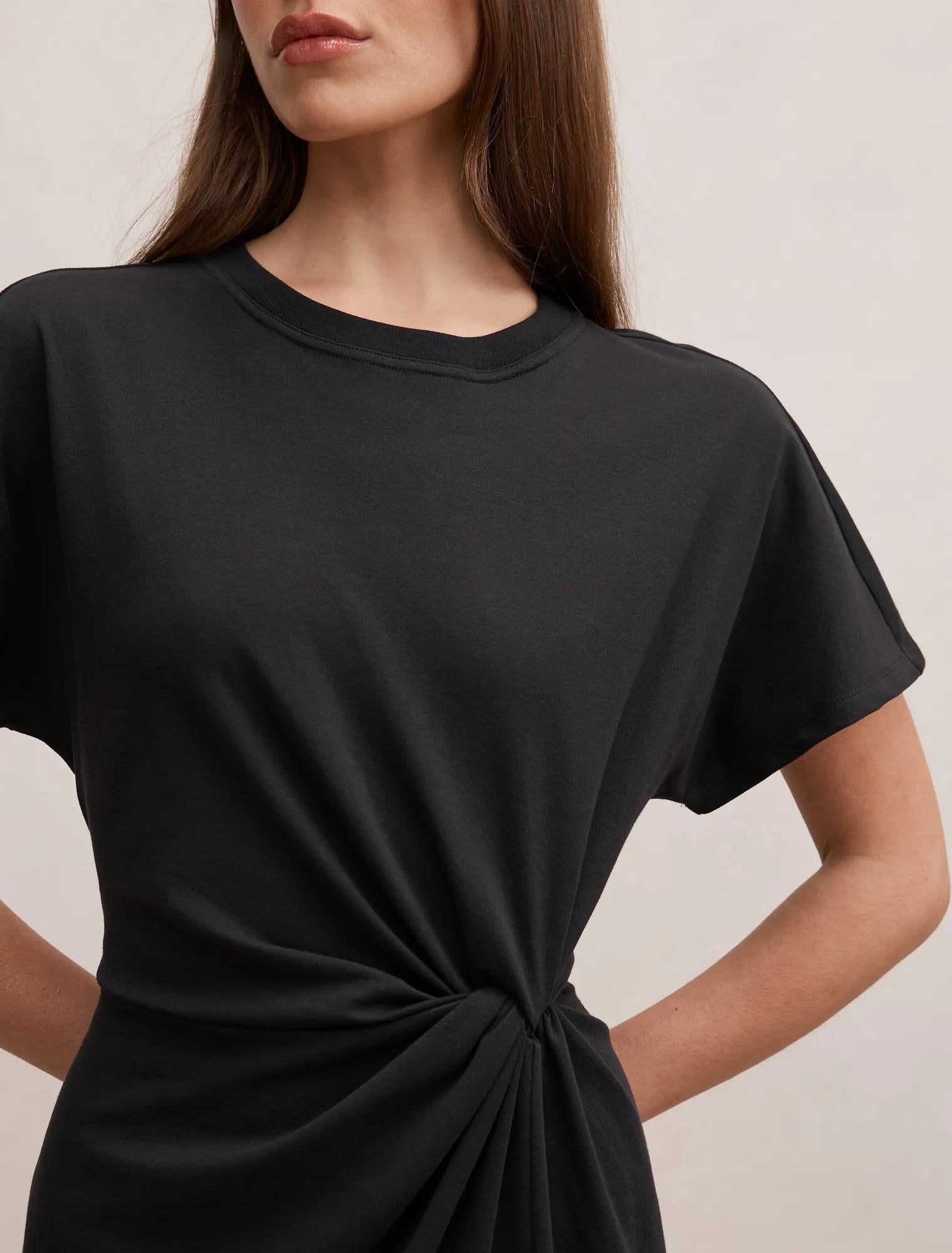 Rose T-Shirt Twist Midi Dress Black