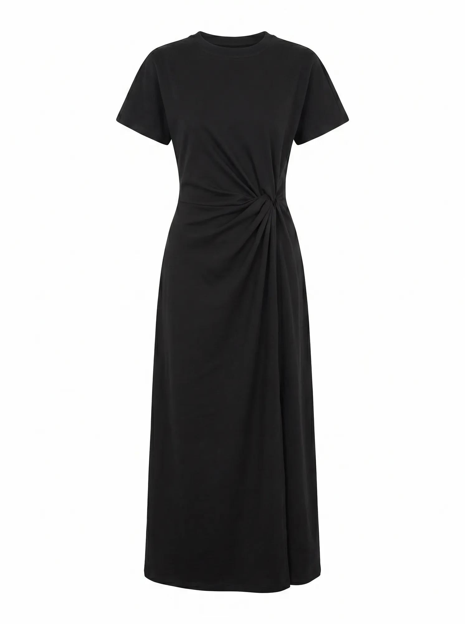 Rose T-Shirt Twist Midi Dress Black_mannequin