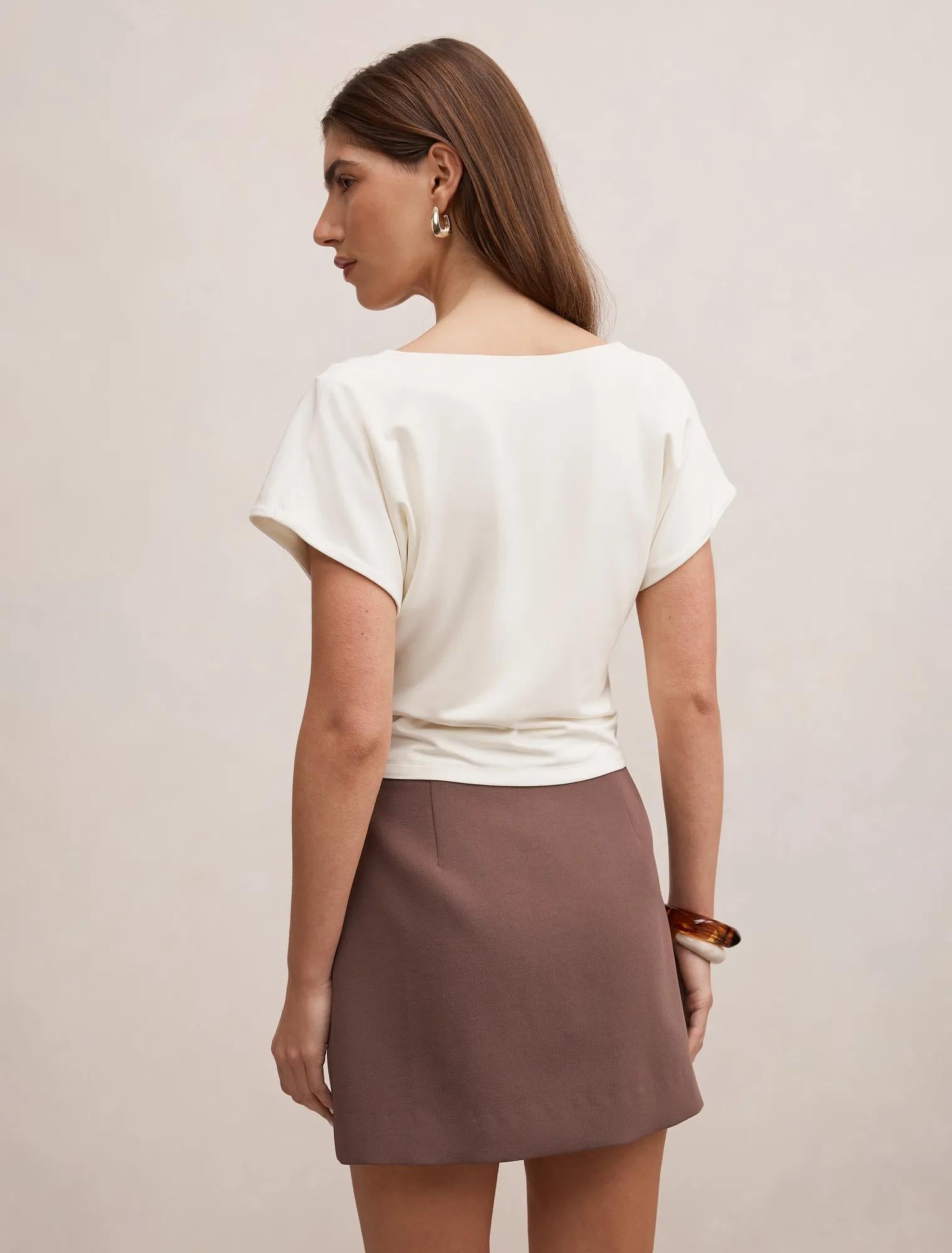 Phoebe Draped Cowl Top Cream
