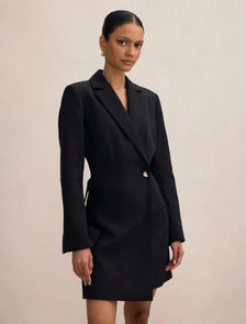 Saskia Petite Cinched Blazer Dress Black