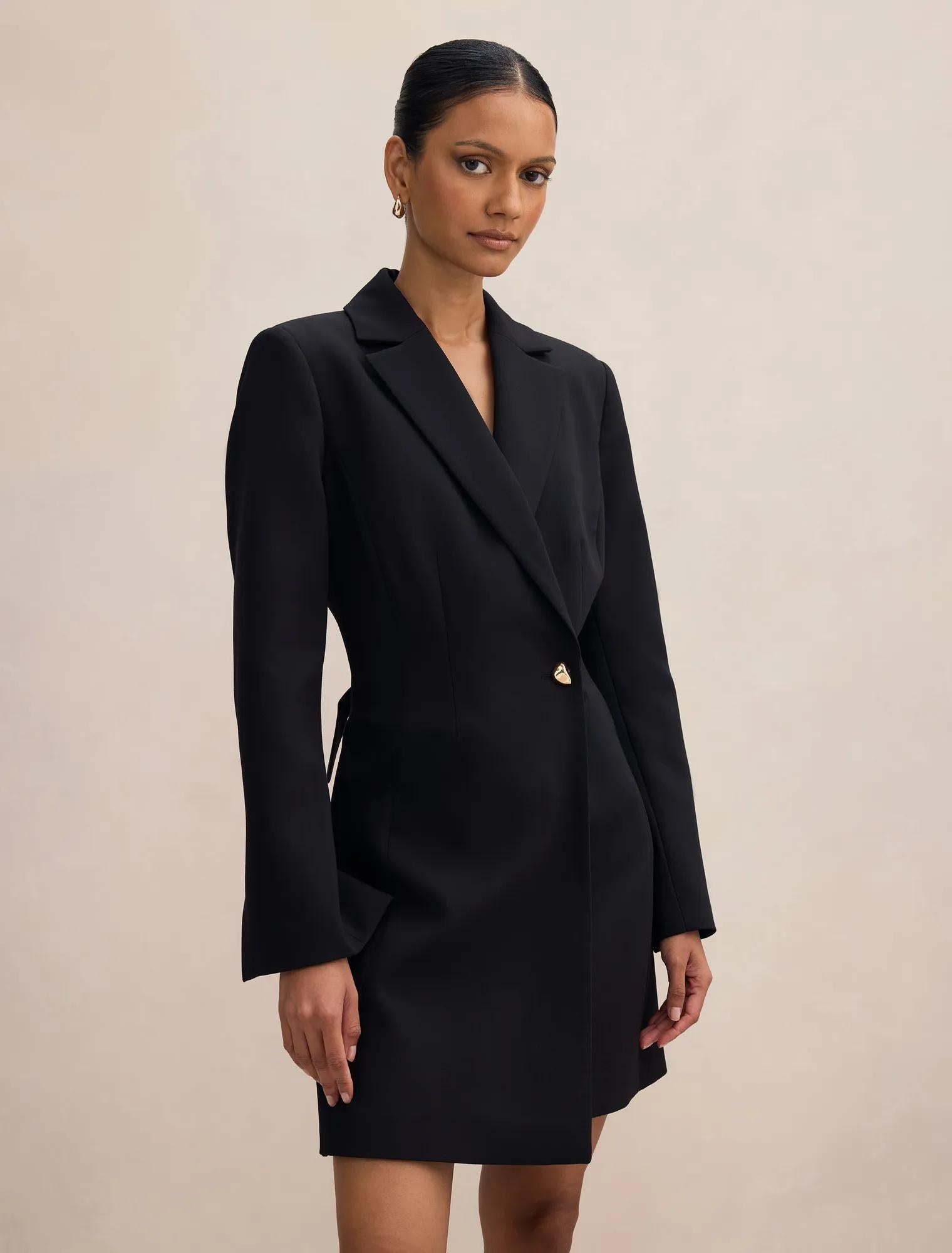 Saskia Petite Cinched Blazer Dress Black