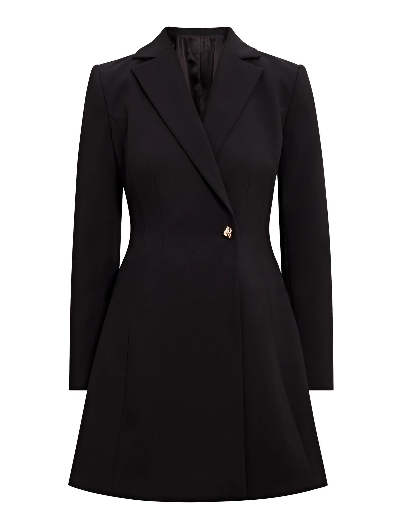 Saskia Petite Cinched Blazer Dress Black_mannequin