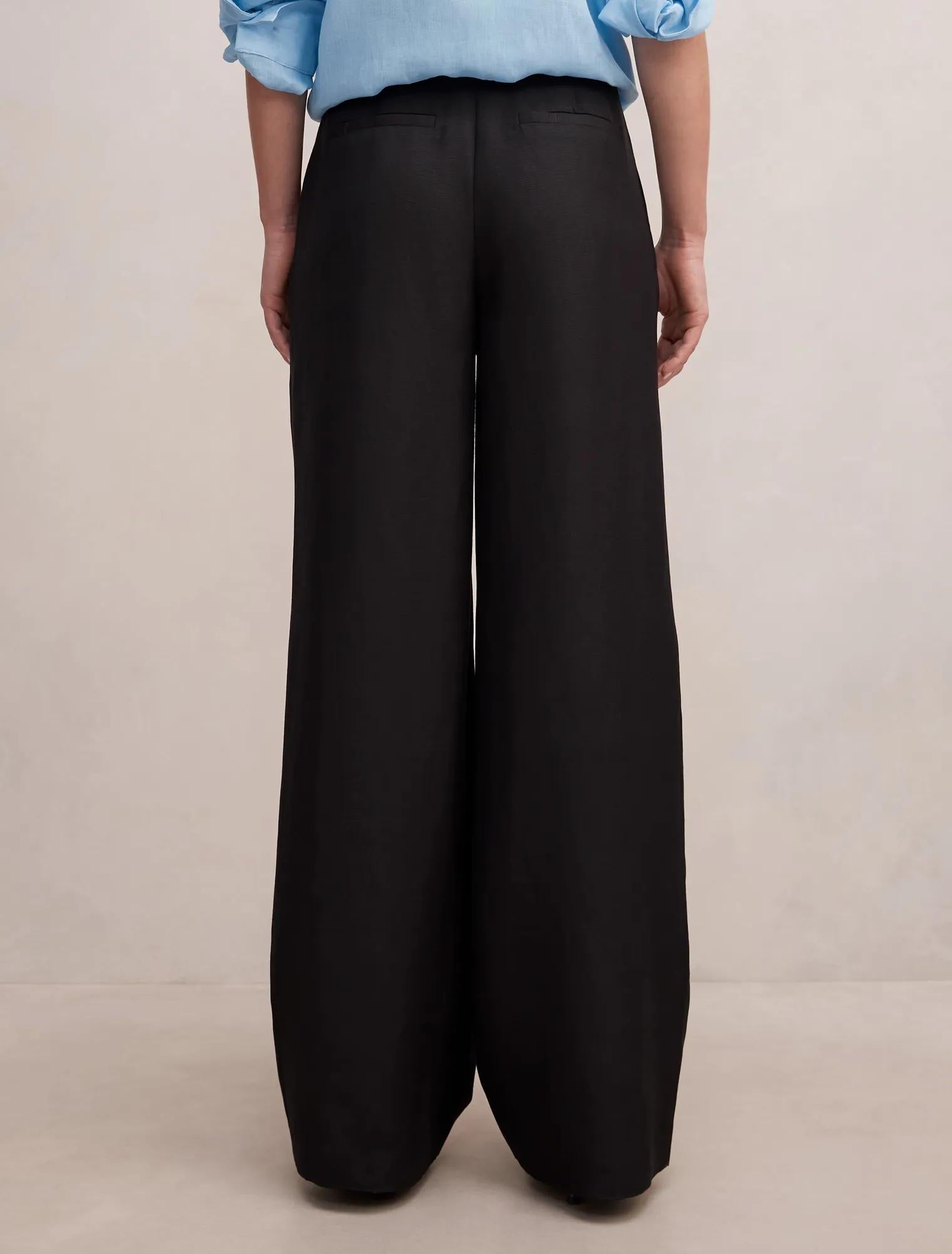 Eva Linen Wide Leg Pants Black