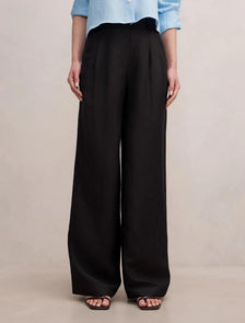 Eva Linen Wide Leg Pants Black