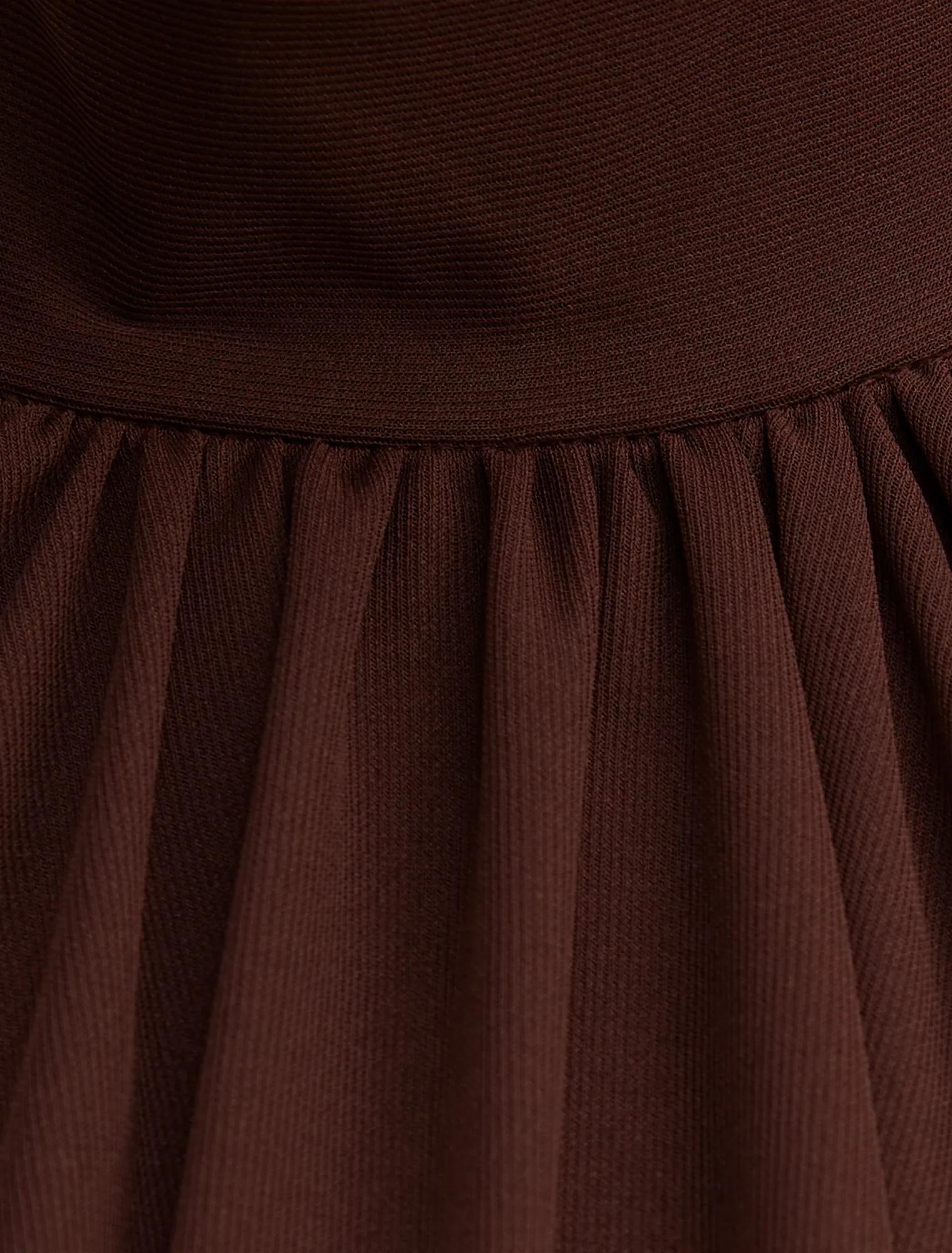 Layne Bubble Waist Halter Top Rich Chocolate co-ord