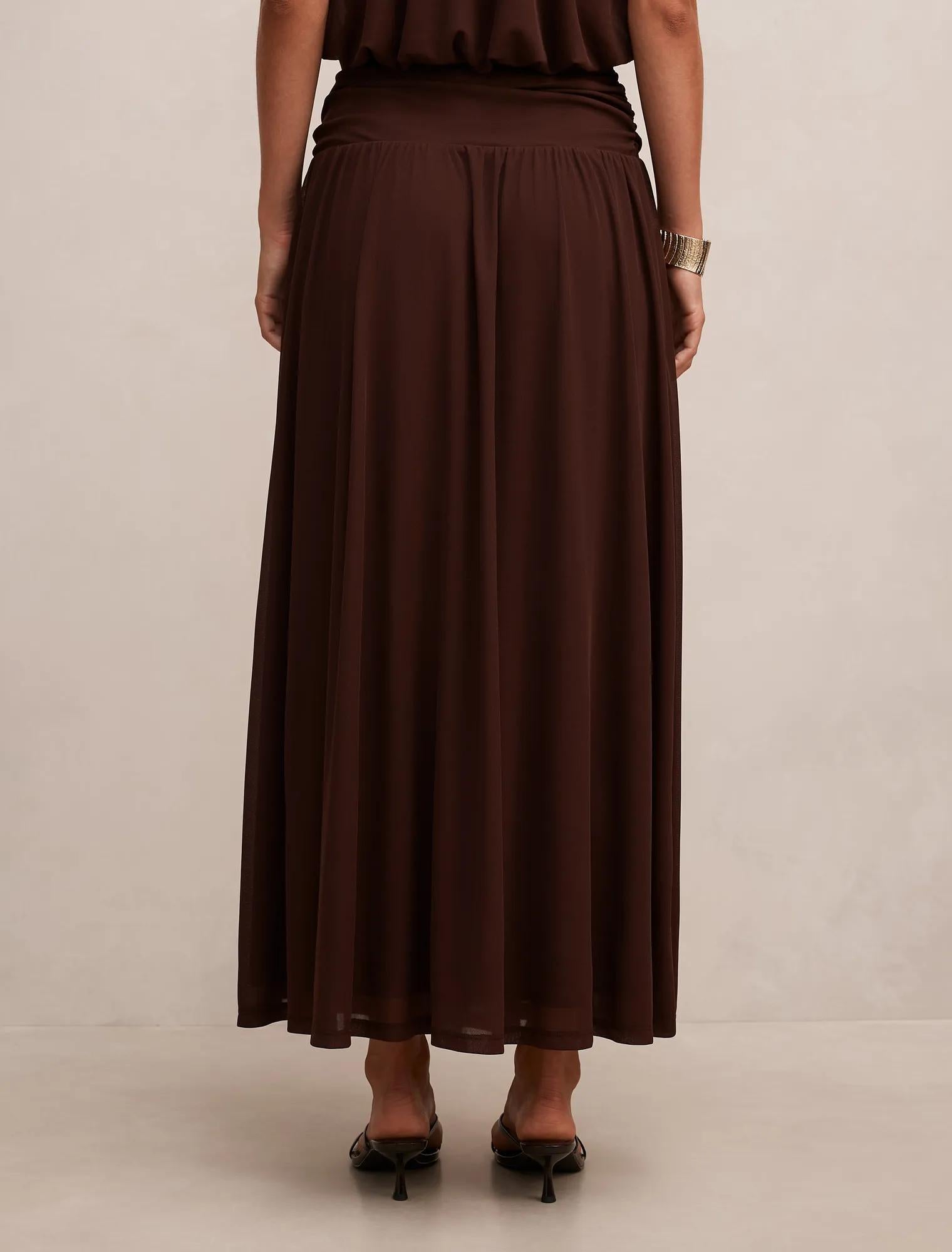 Layne Gathered Basque Maxi Skirt Rich Chocolate co-ord