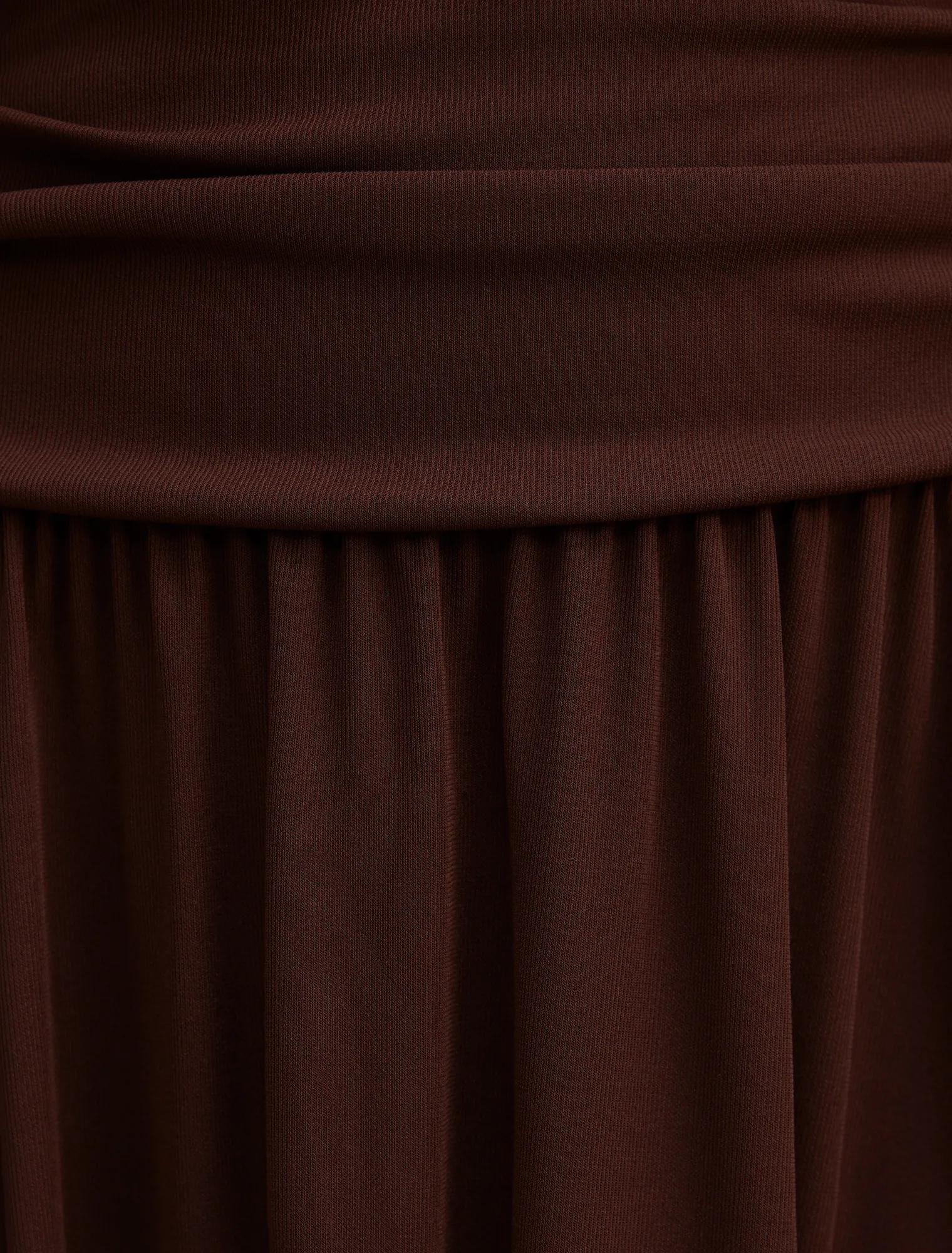 Layne Gathered Basque Maxi Skirt Rich Chocolate co-ord