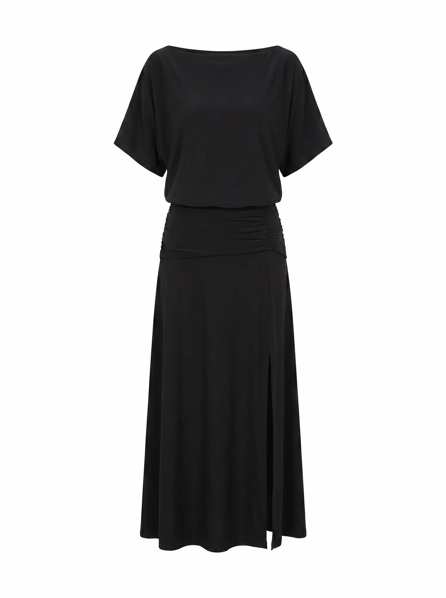 Parker Draped Jersey Midi Dress Black_mannequin