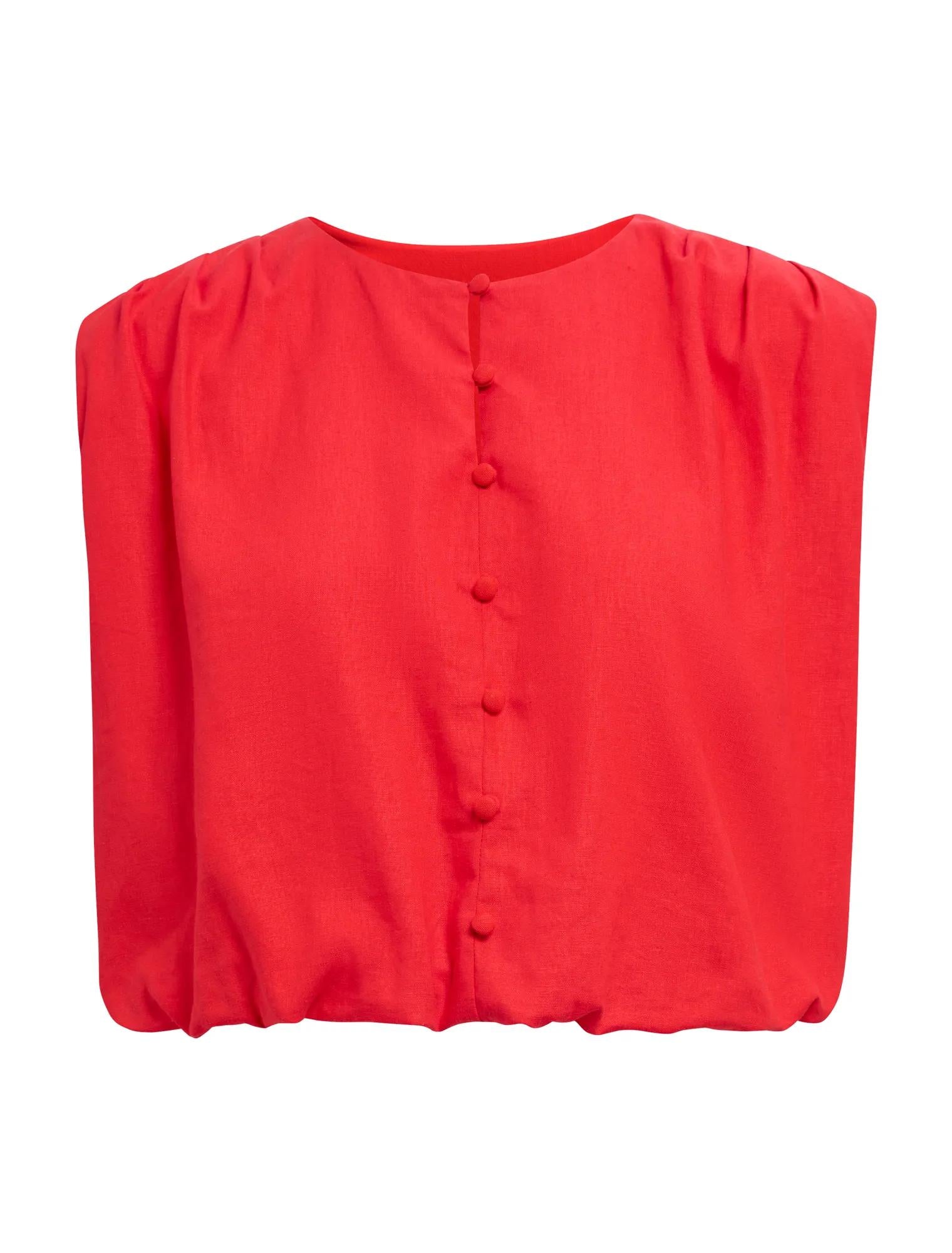 Naia Bubble Hem Top Cherry Tomato Co-ord_mannequin