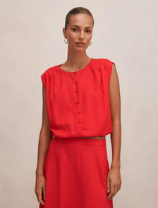 Naia Bubble Hem Top Cherry Tomato Co-ord