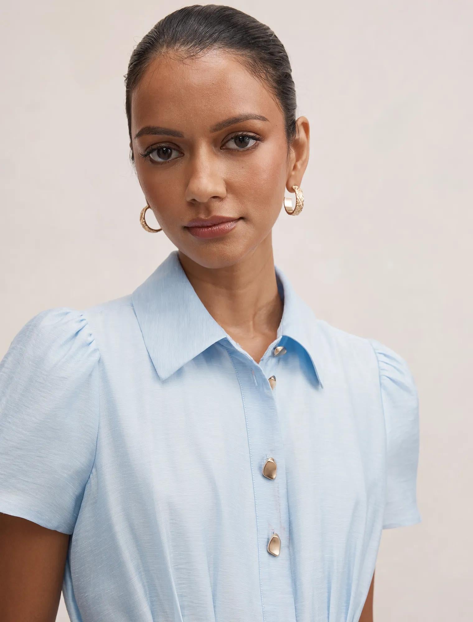 Avery Petite Short Sleeve Midi Bluebell