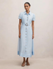 Avery Petite Short Sleeve Midi Bluebell
