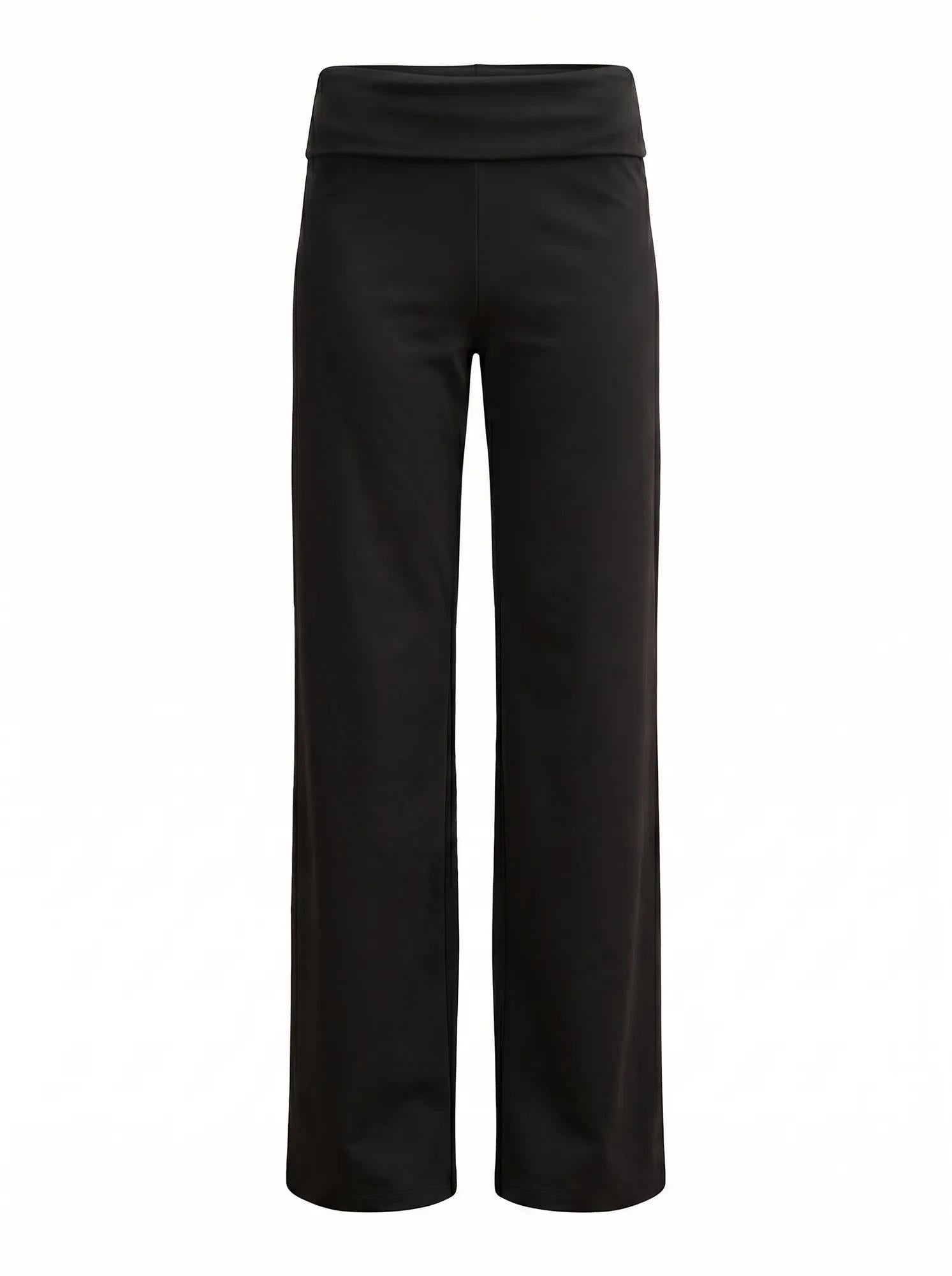 Wren Fold Waist Wide Leg Pant Black