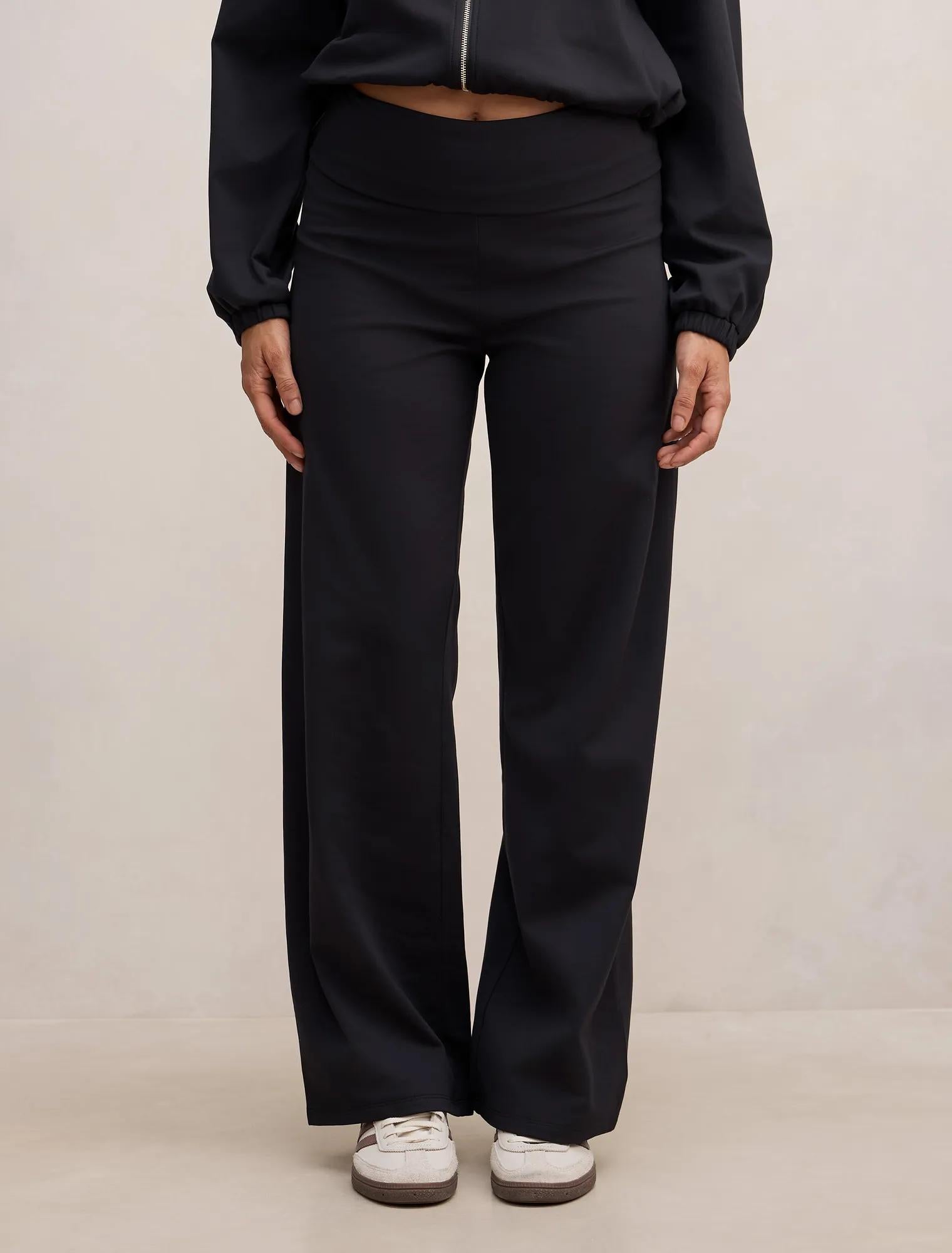 Wren Fold Waist Wide Leg Pant Black