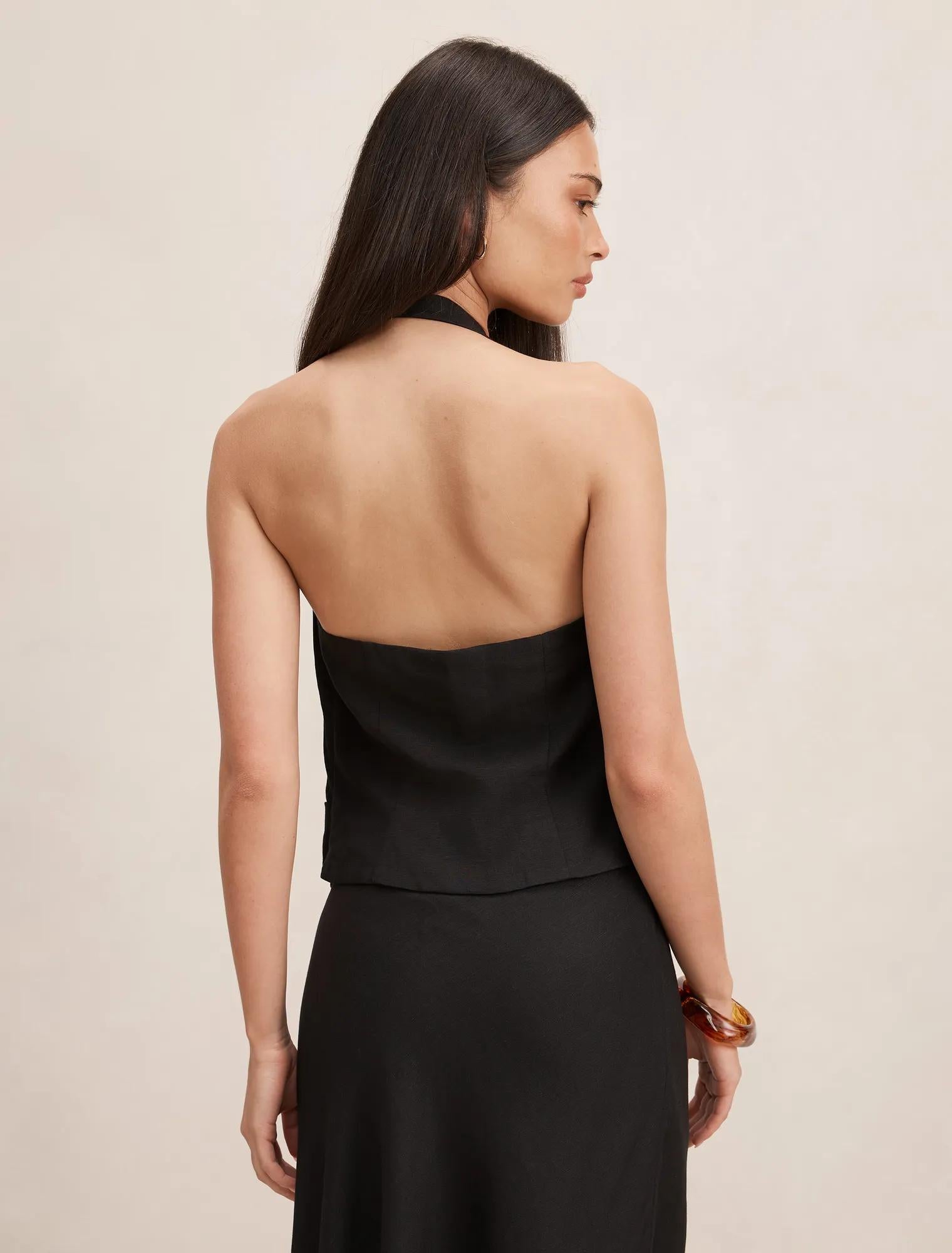 Mila Halter Wrap Top Black Co-Ord