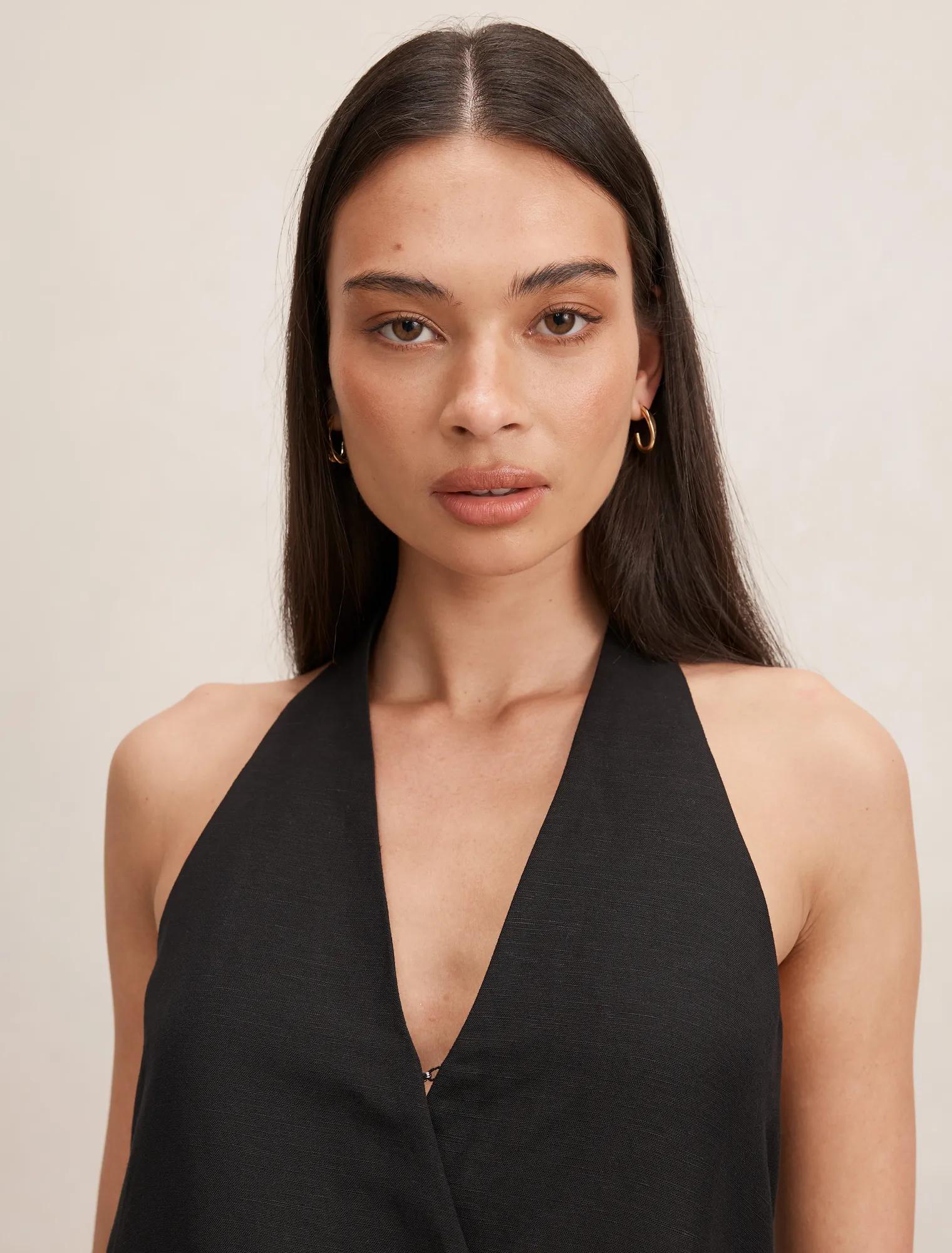 Mila Halter Wrap Top Black Co-Ord