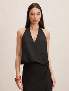 Mila Halter Wrap Top Black Co-Ord