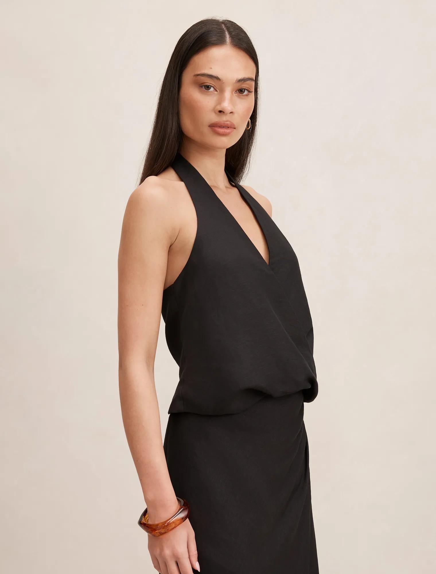 Mila Halter Wrap Top Black Co-Ord