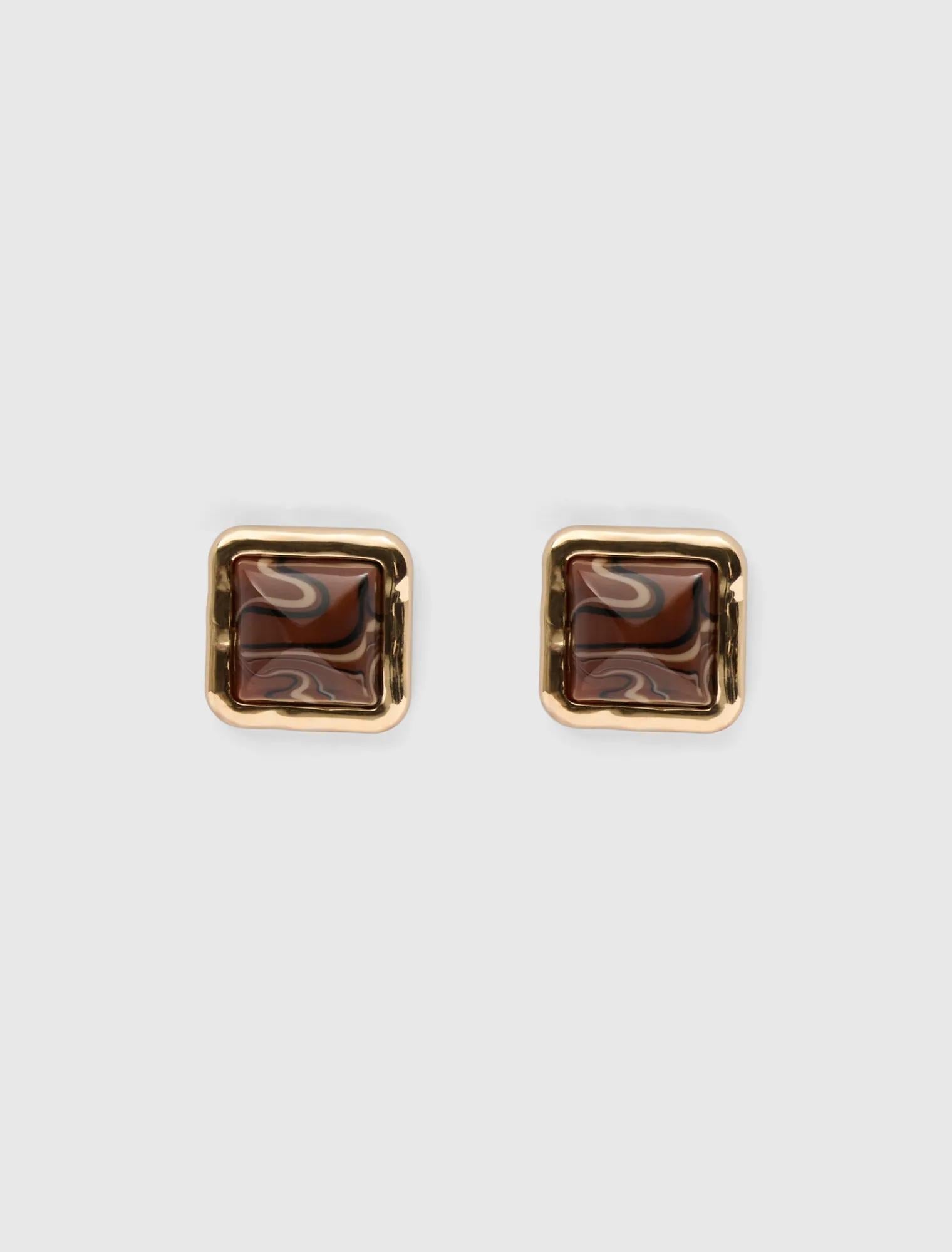 Signature Suki Square Stud Earrings Merlot/Gold