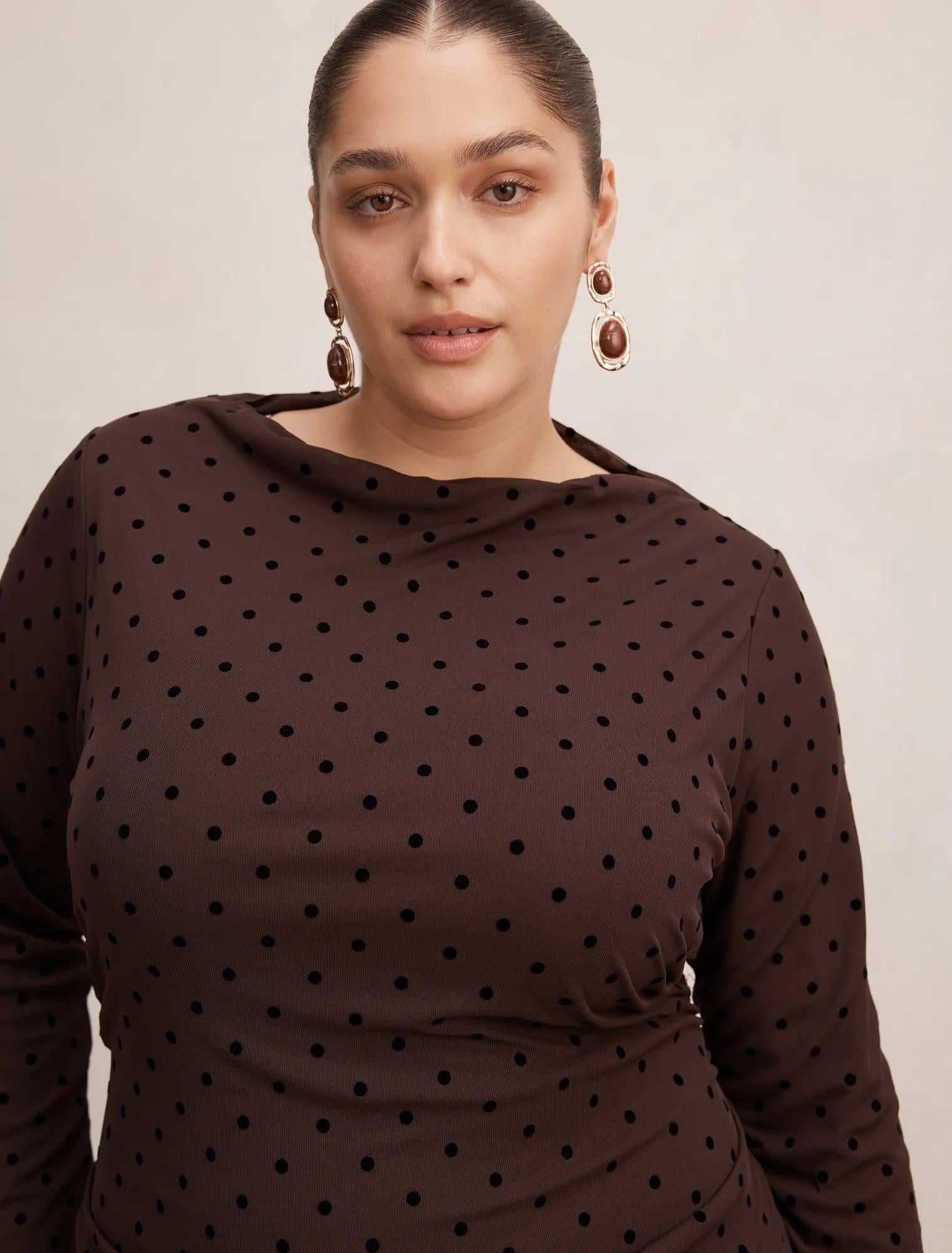 Bonnie Curve Mesh Midi Dress Spot
