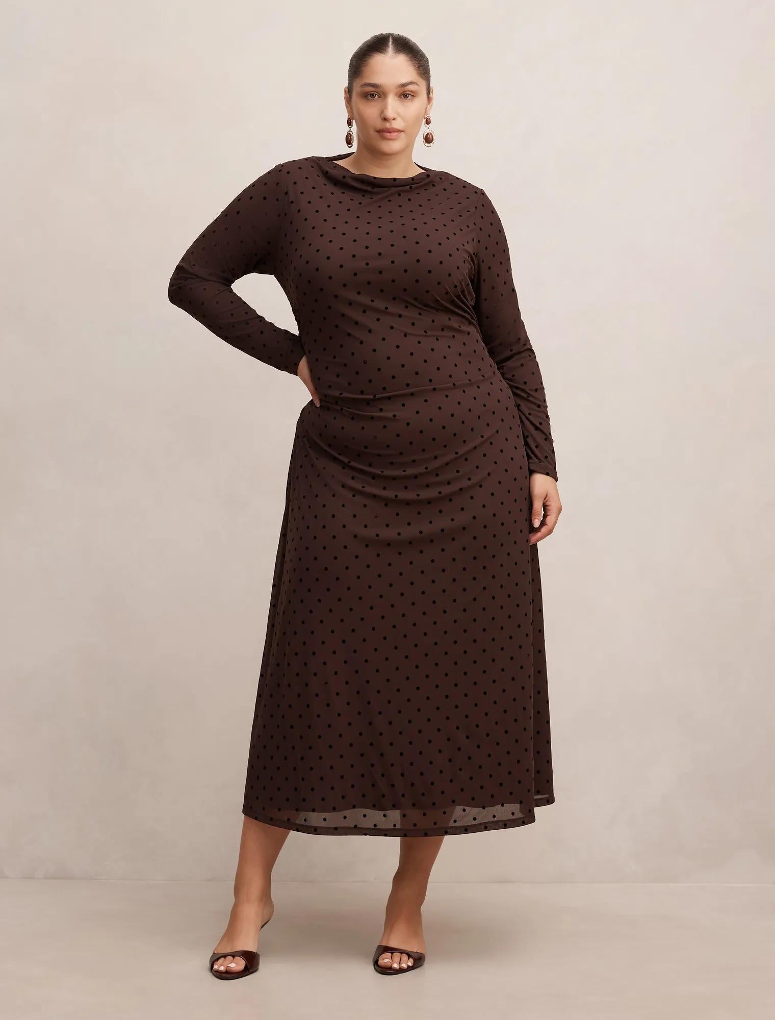 Bonnie Curve Mesh Midi Dress Spot