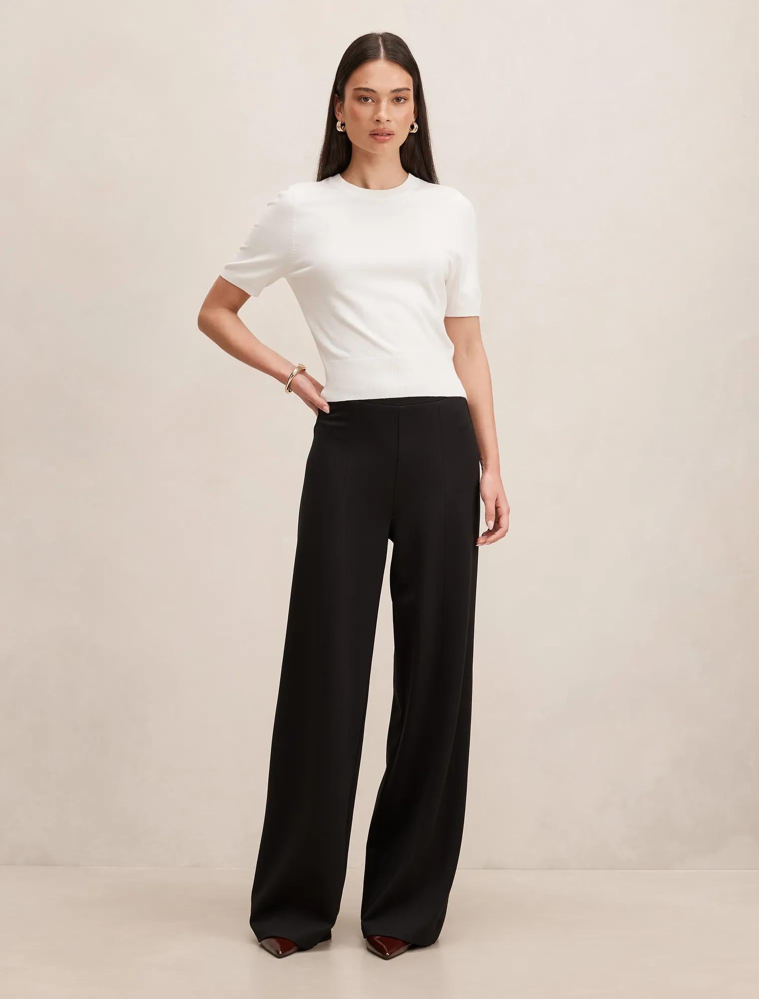 Liv Wide Leg Ponte Pants Black