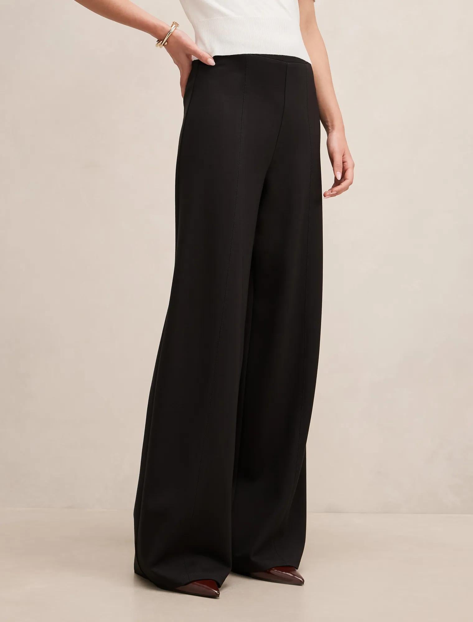 Liv Wide Leg Ponte Pants Black