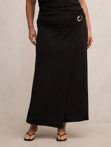 Sofia Curve Hardware Wrap Skirt Black Co-Ord