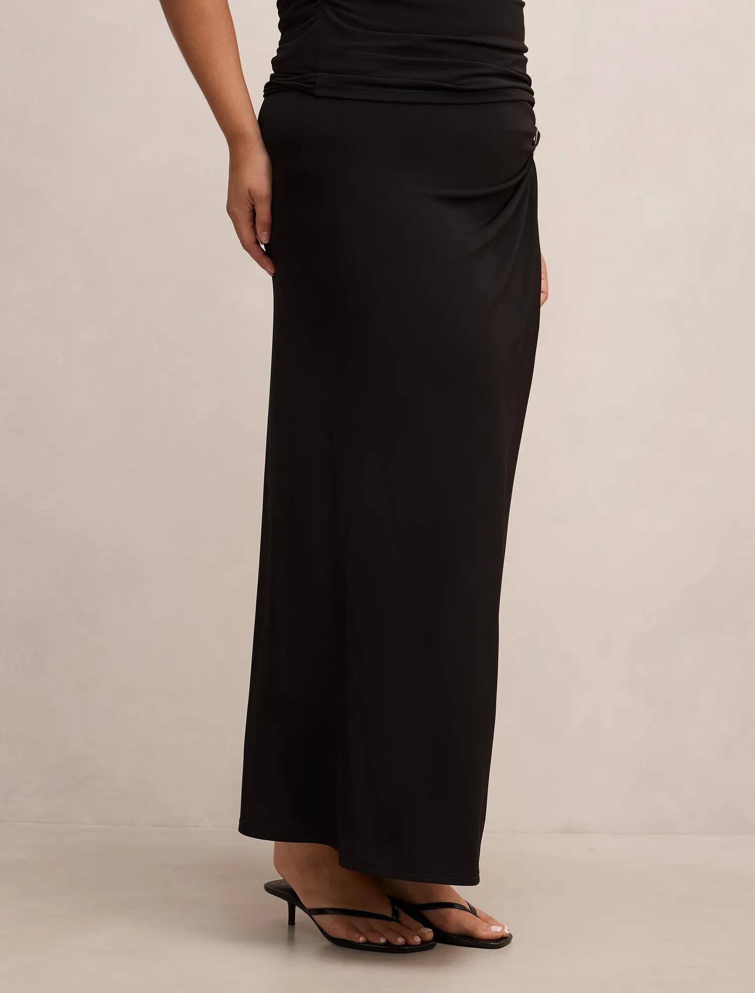 Sofia Curve Hardware Wrap Skirt Black Co-Ord