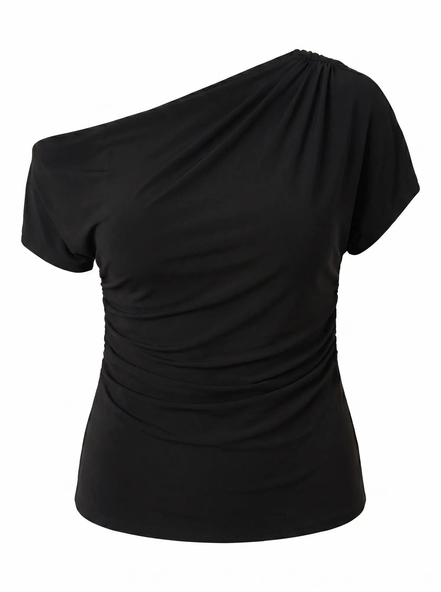 Sofia Curve Asymmetric Tipped Top Black Co-Ord_mannequin