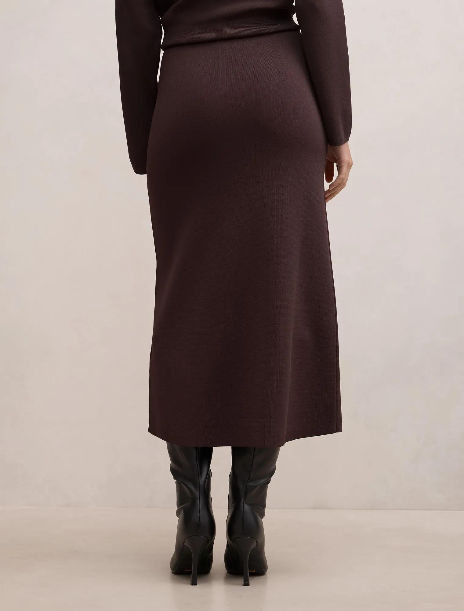 Ayva Knitted Midi Skirt Chocolate Co-ord