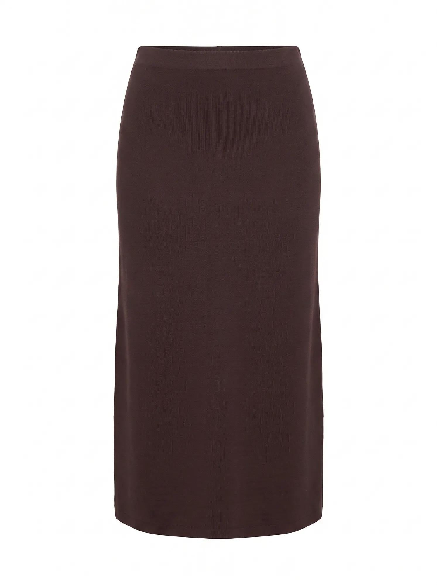Ayva Knitted Midi Skirt Chocolate Co-ord