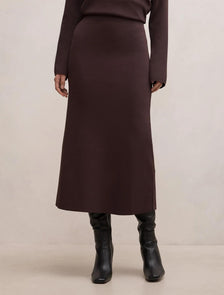 Ayva Knitted Midi Skirt Chocolate Co-ord