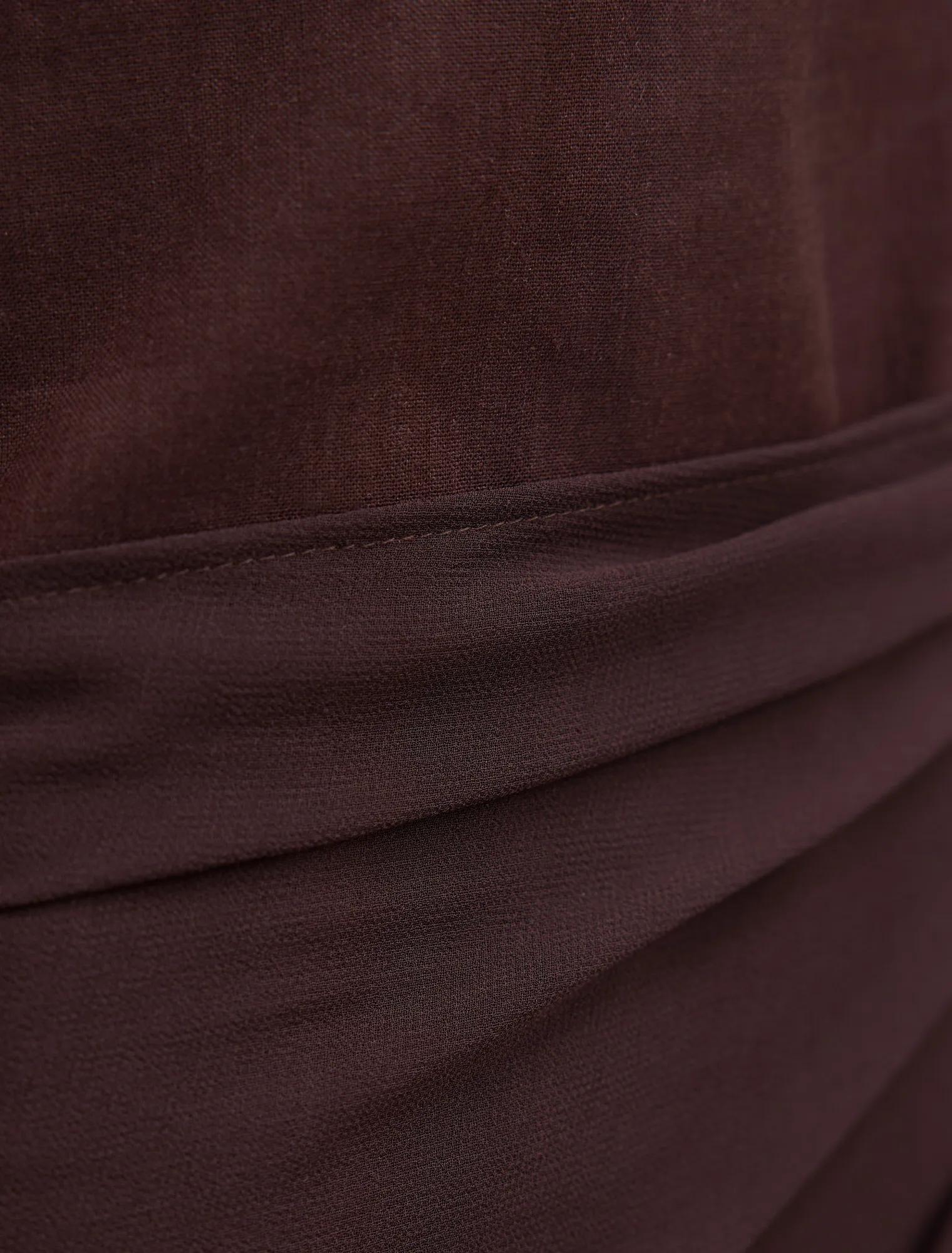 Sienna Linen Sarong Mini Dress Chocolate