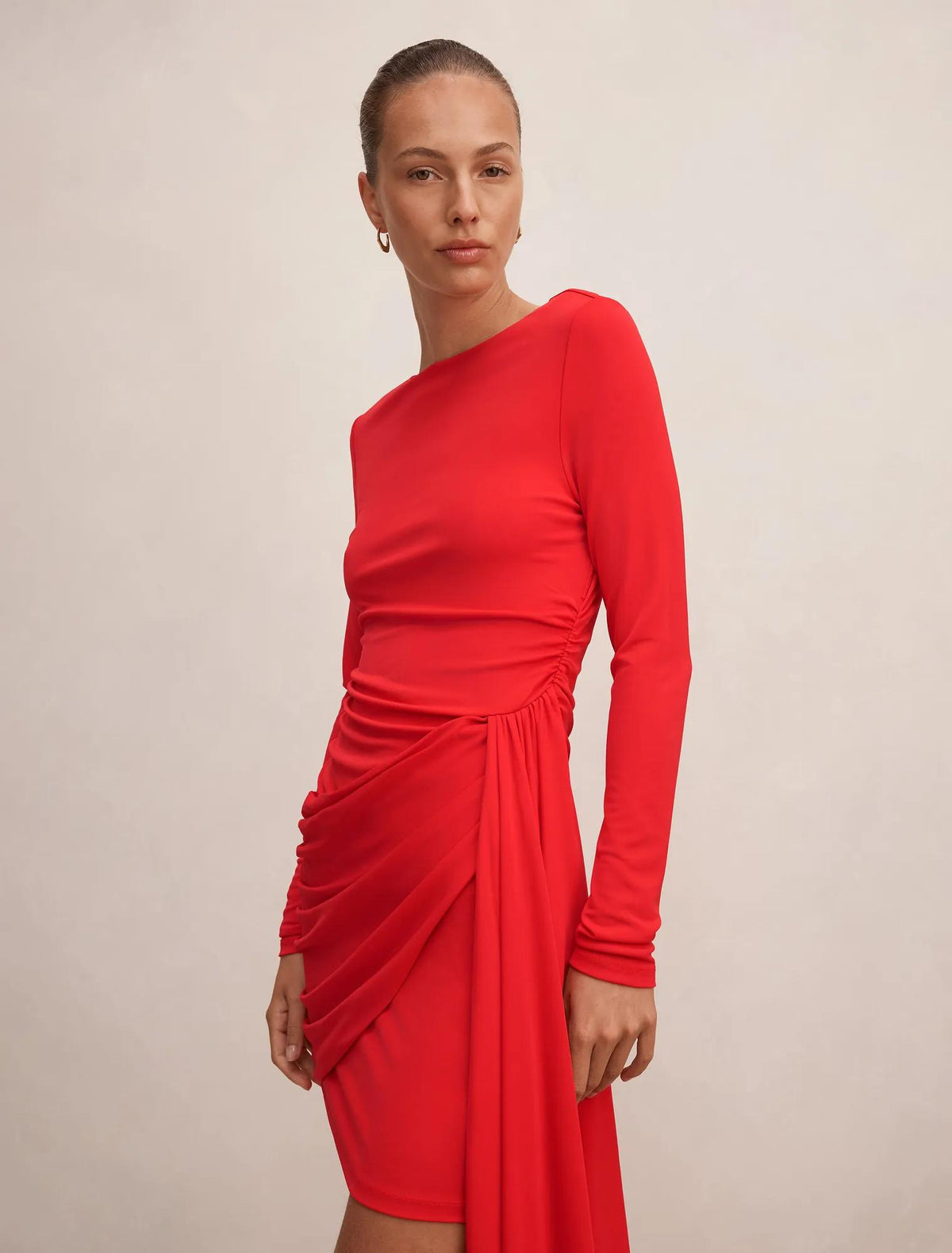 Susie Draped Jersey Mini Dress Red