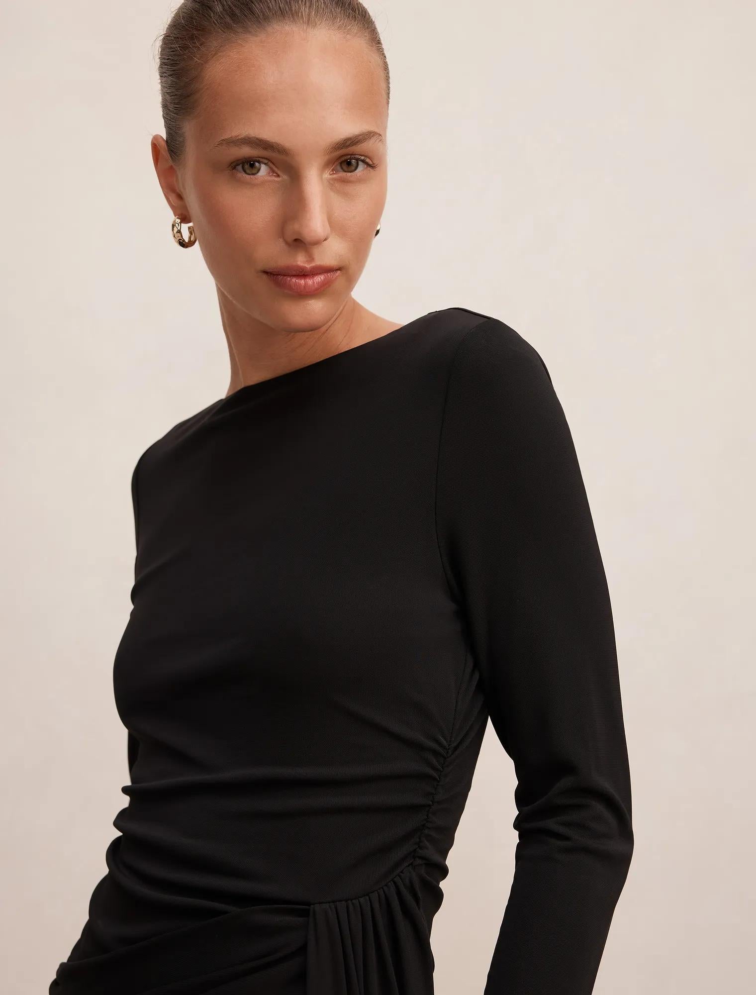 Susie Draped Jersey Mini Dress Black