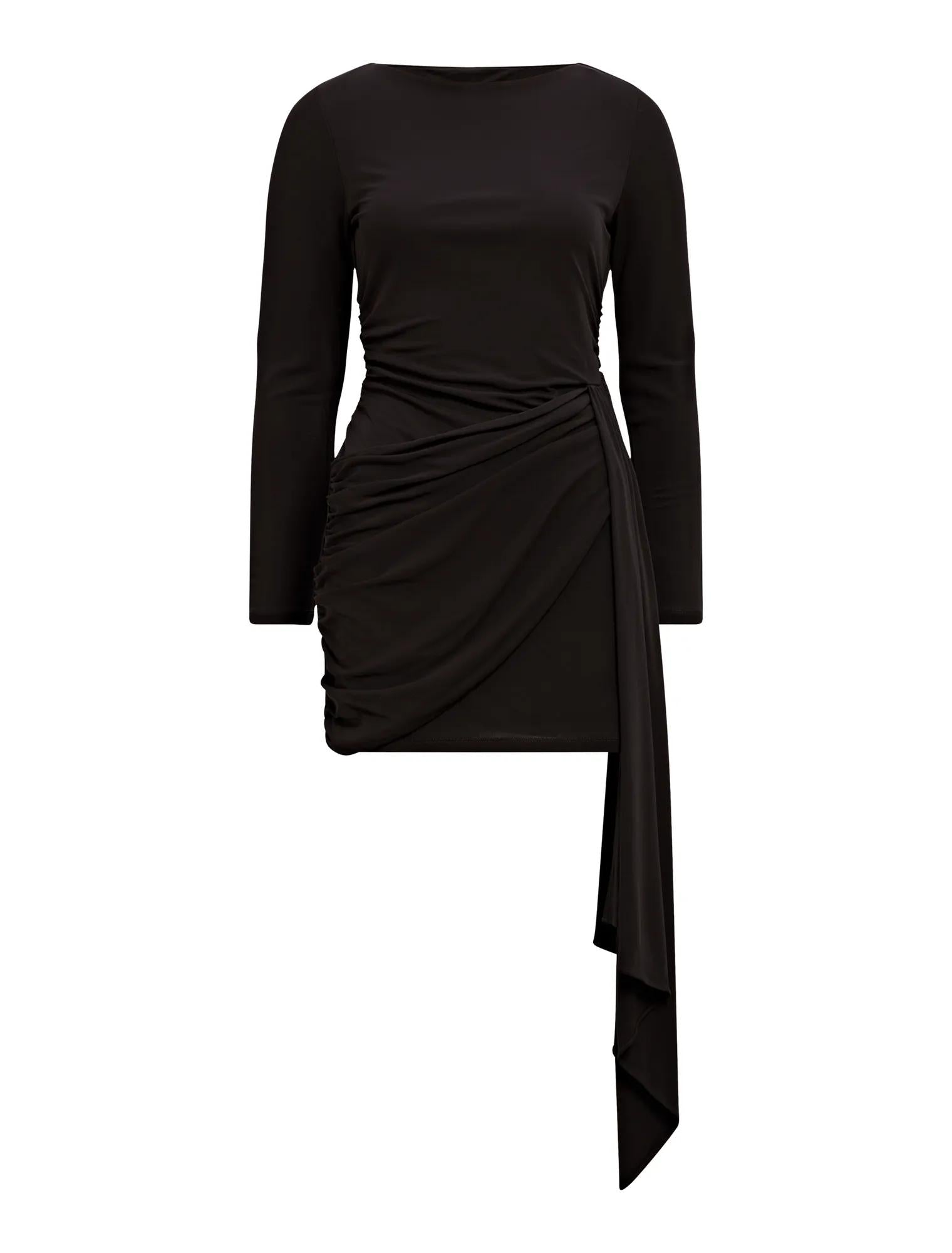 Susie Draped Jersey Mini Dress Black_mannequin