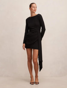 Susie Draped Jersey Mini Dress Black