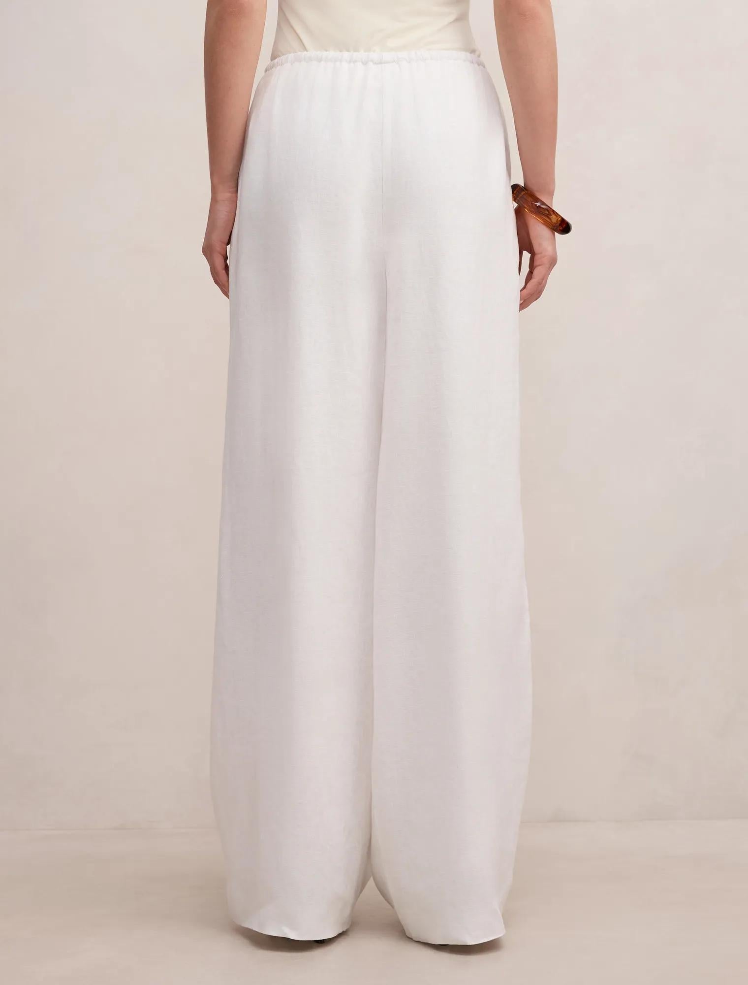 Lily Linen Drawstring Pants Porcelain