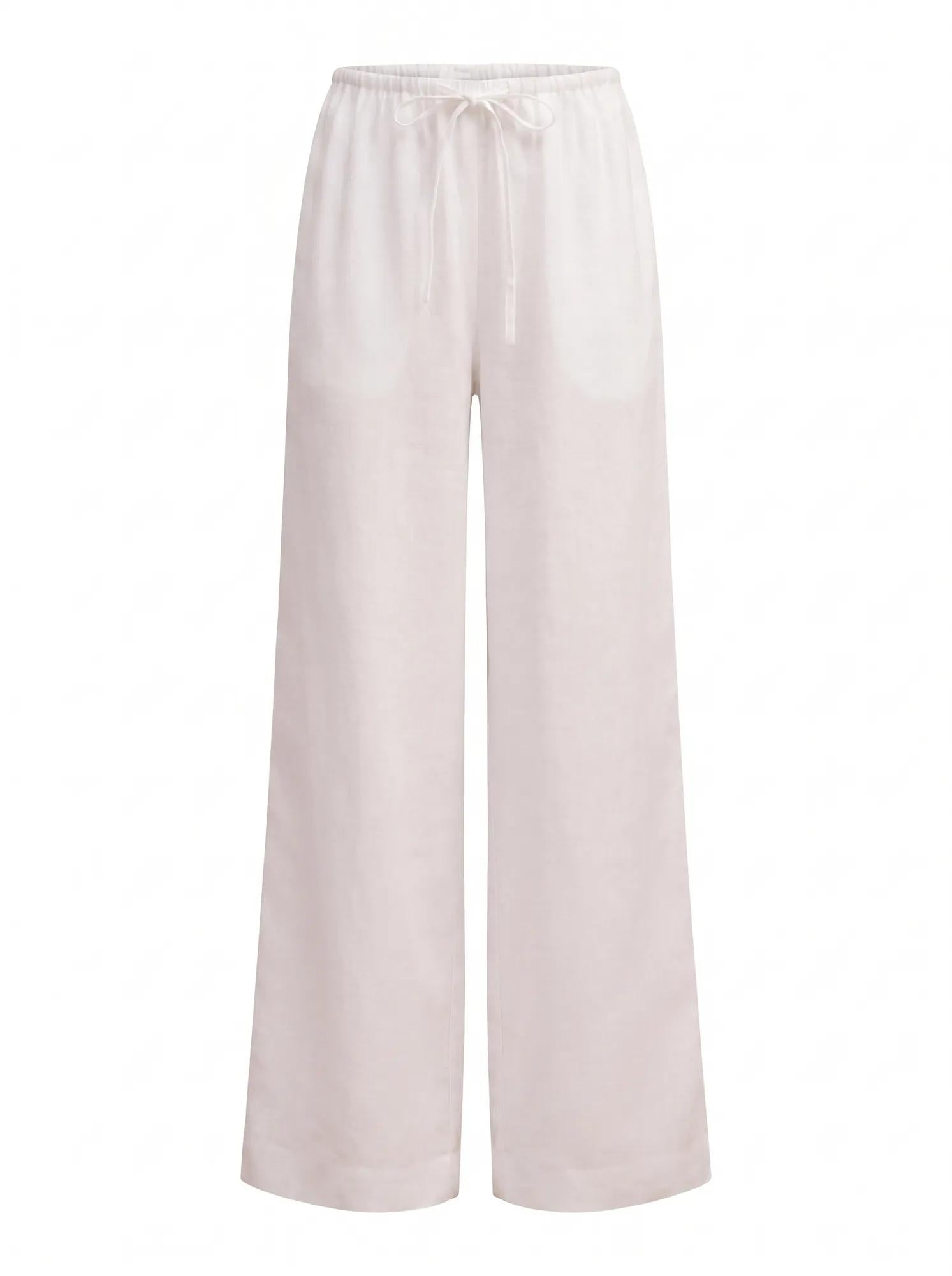 Lily Linen Drawstring Pants Porcelain