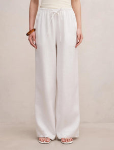Lily Linen Drawstring Pants Porcelain