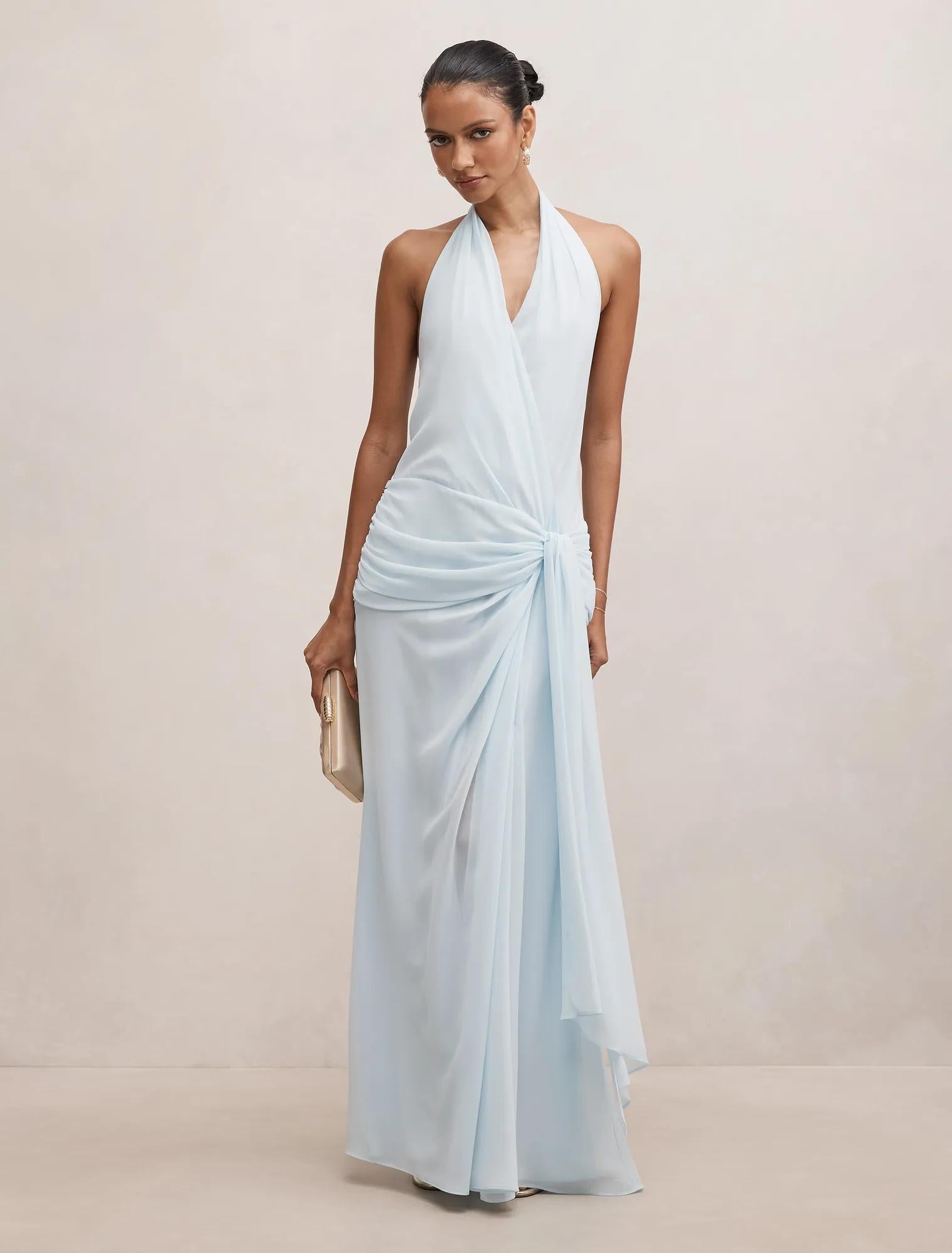 Cartia Petite Wrap Maxi Dress Blue Aqua