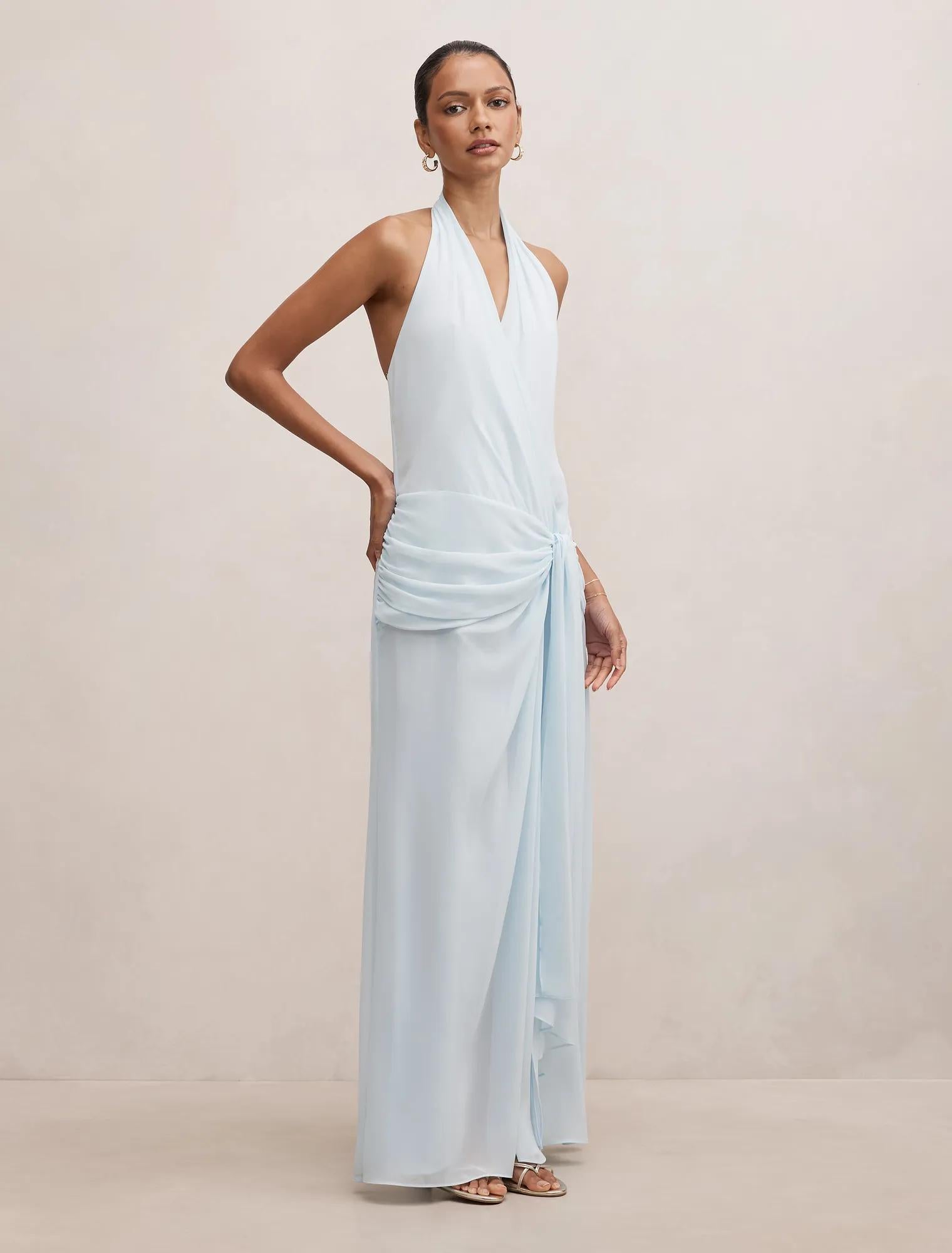 Cartia Petite Wrap Maxi Dress Blue Aqua
