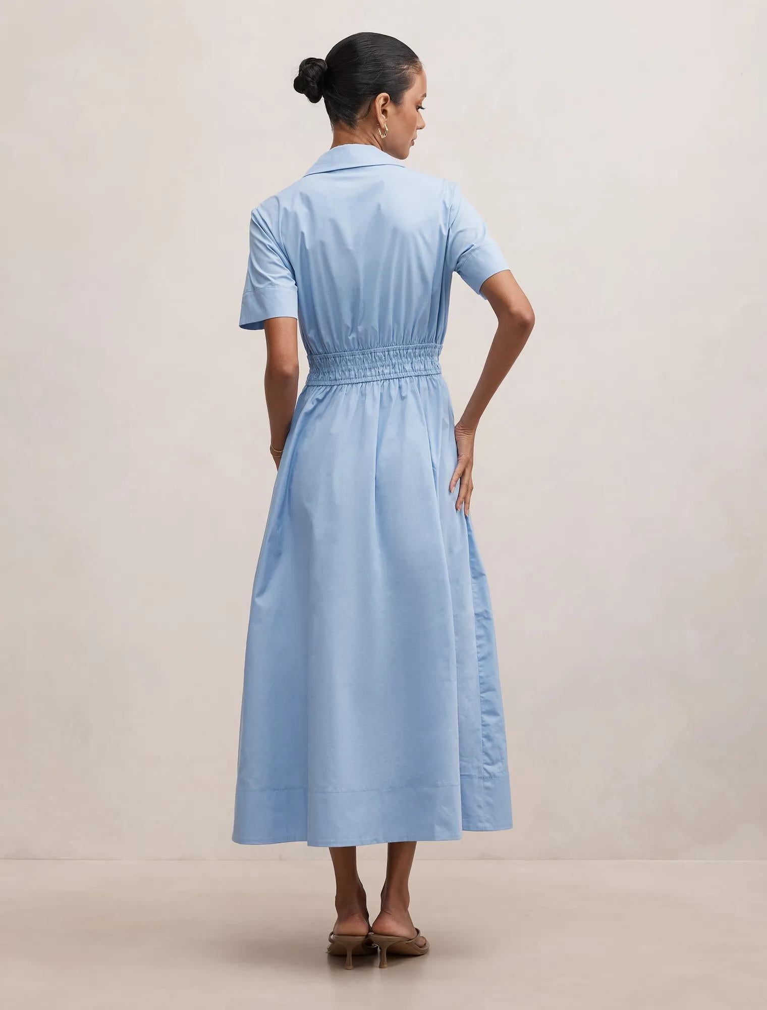 Brynn Petite Elastic Waist Midi Dress Hydrangea